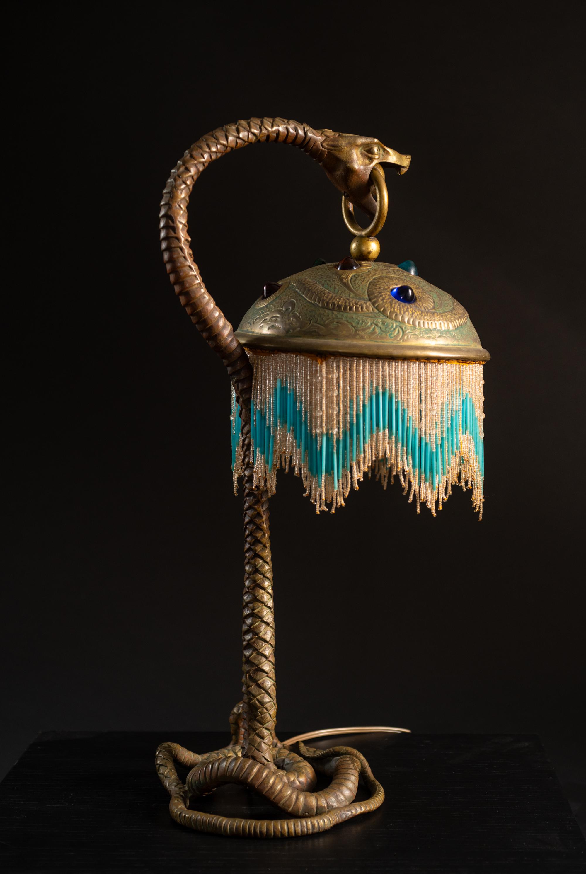 Jugendstil Viper Lampe von Unknown French Artist (Art nouveau) im Angebot