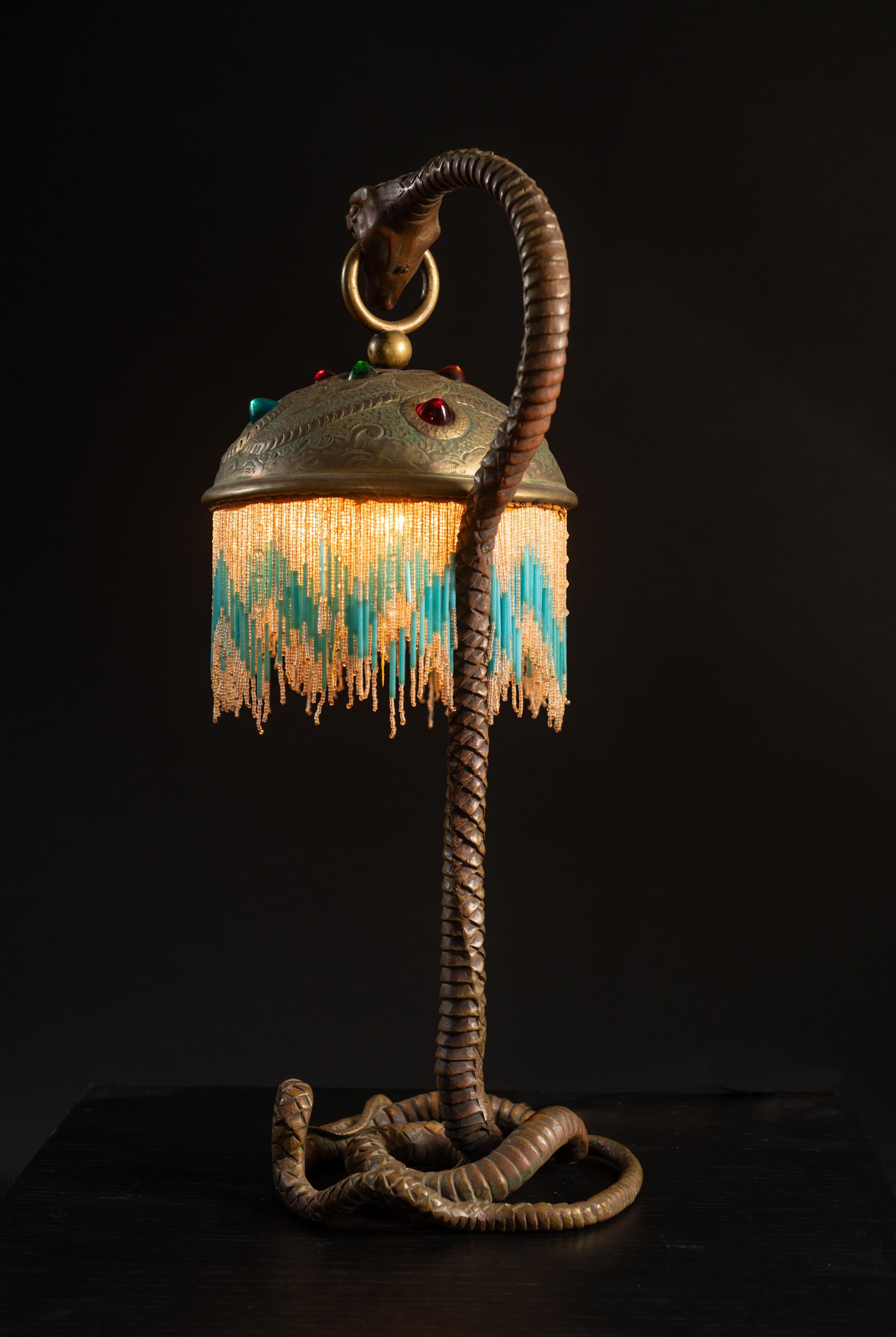 Jugendstil Viper Lampe von Unknown French Artist (Französisch) im Angebot