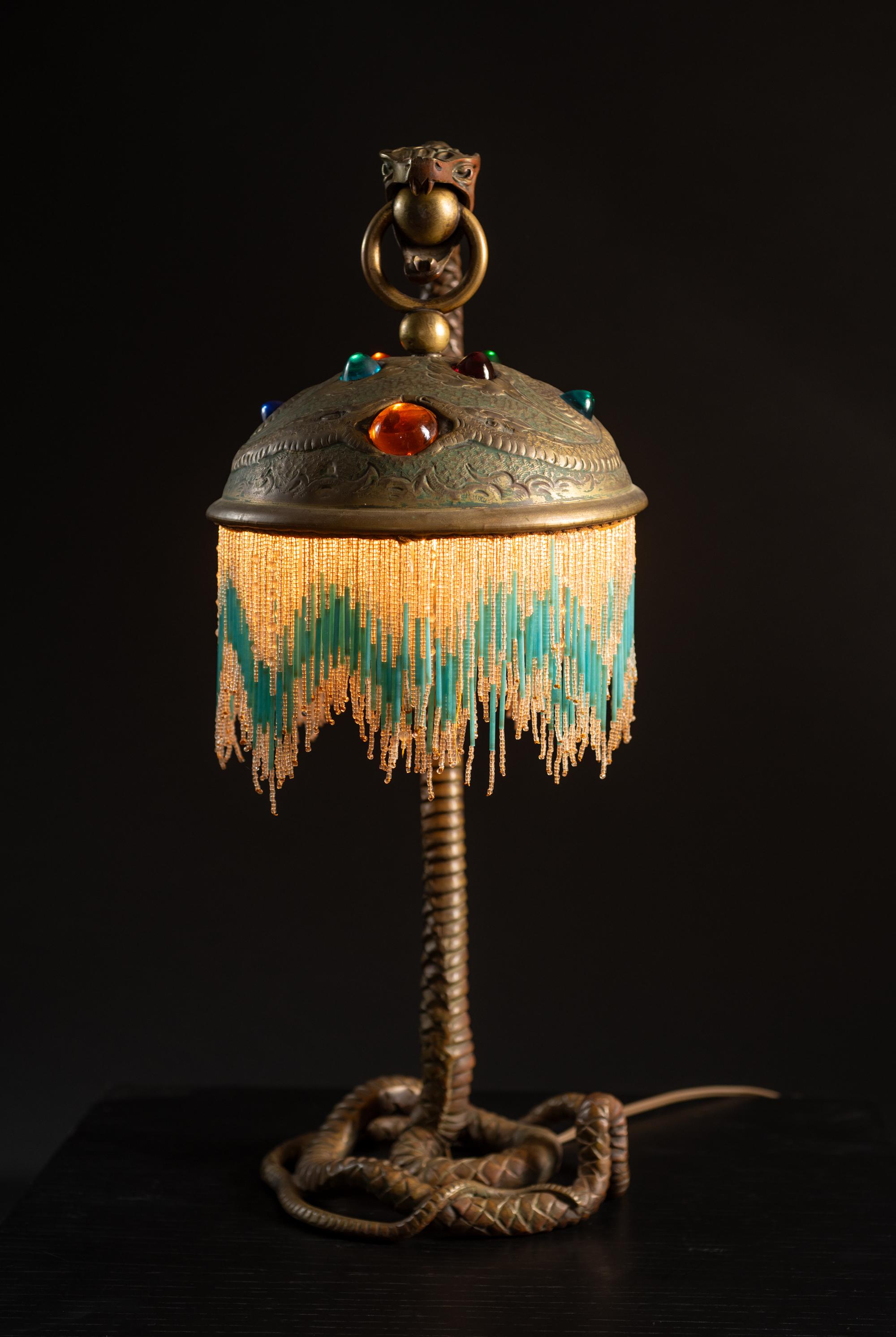 Jugendstil Viper Lampe von Unknown French Artist (Frühes 20. Jahrhundert) im Angebot