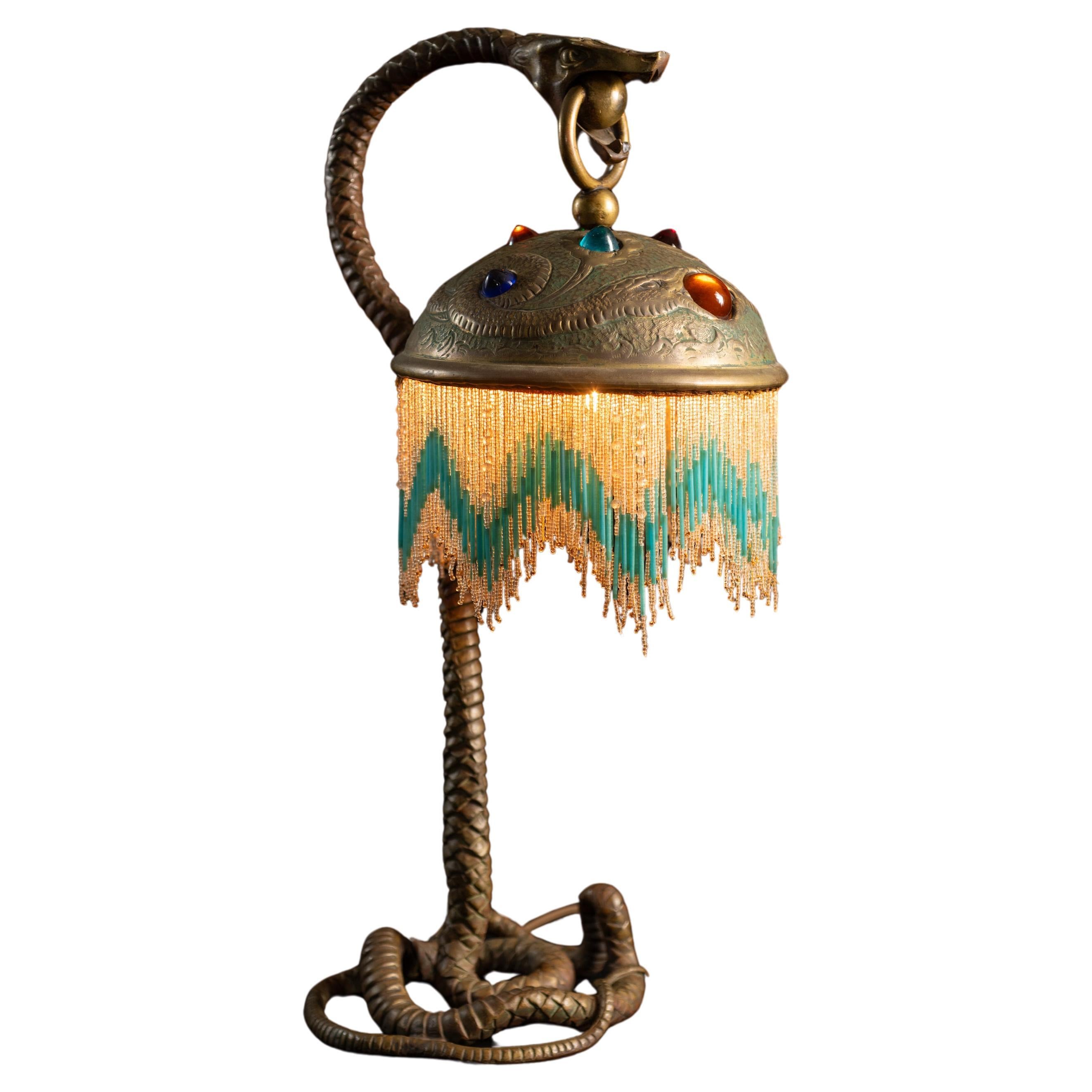 Art Nouveau Viper Lamp by Unknown French Artist For Sale