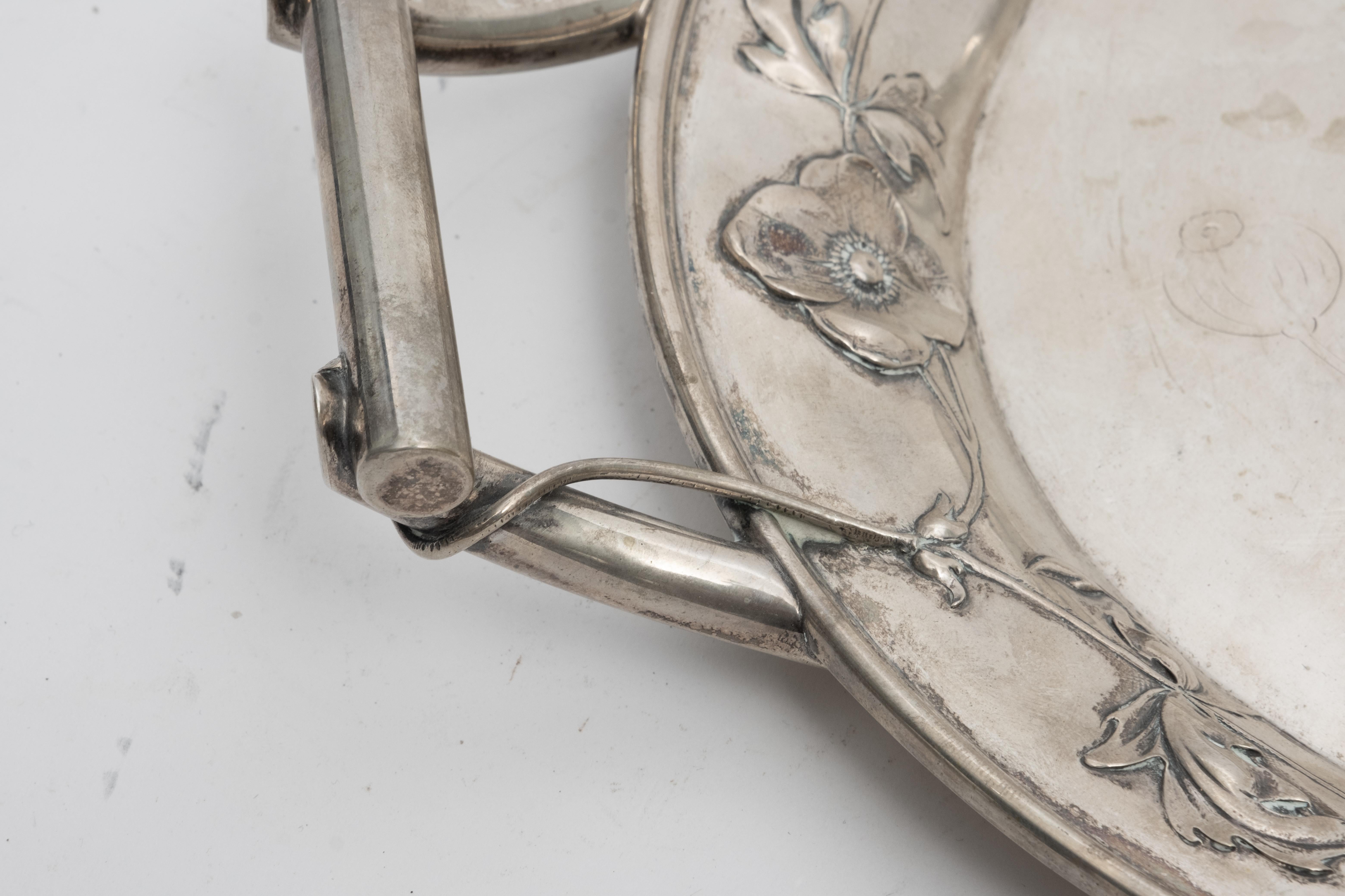 20th Century Art Nouveau W. Stuttgen German Silver Serving Tray For Sale