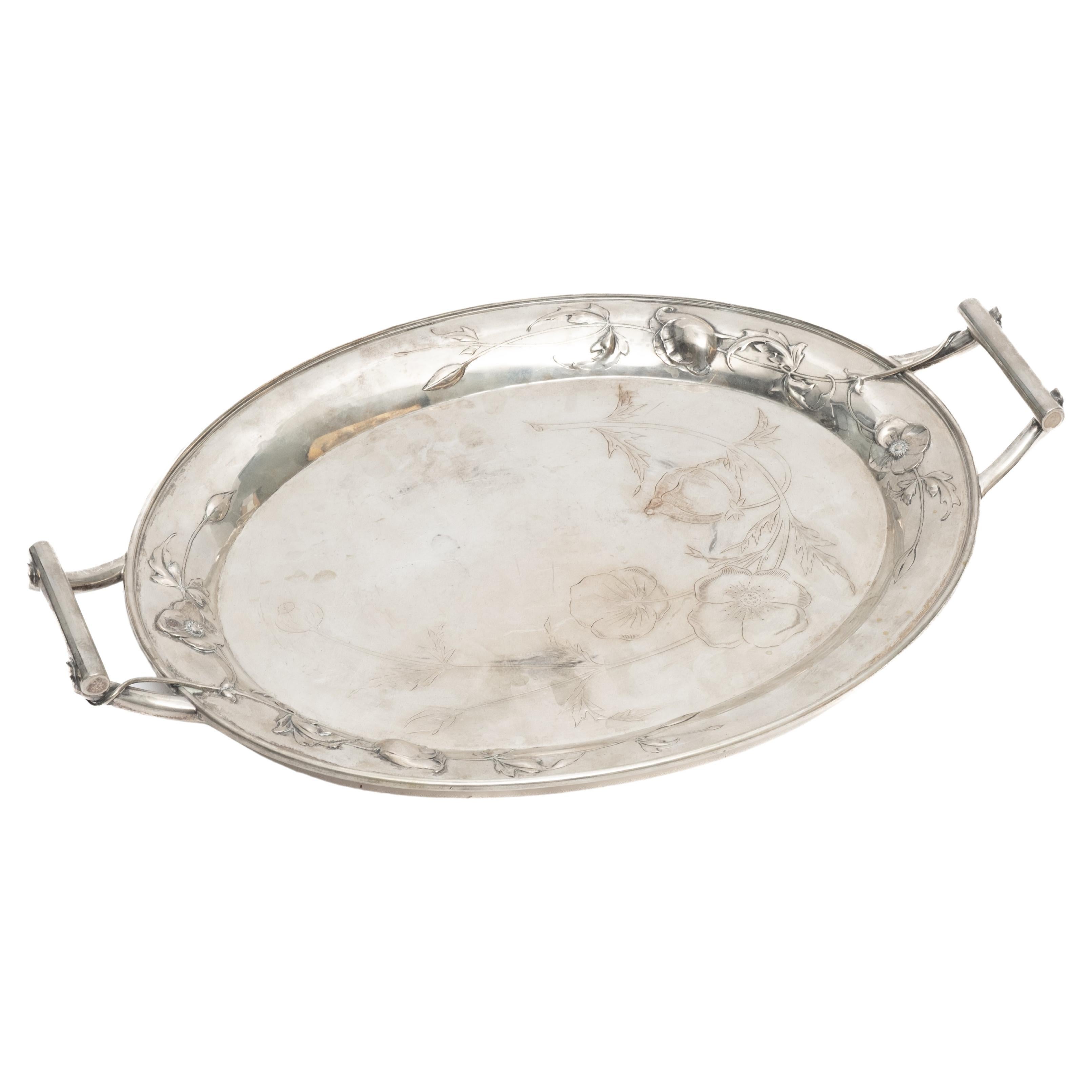 Art Nouveau W. Stuttgen German Silver Serving Tray