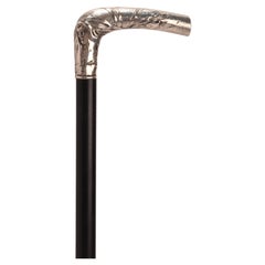Antique Art Nouveau Walking Stick a Women with Lilies, France, 1900