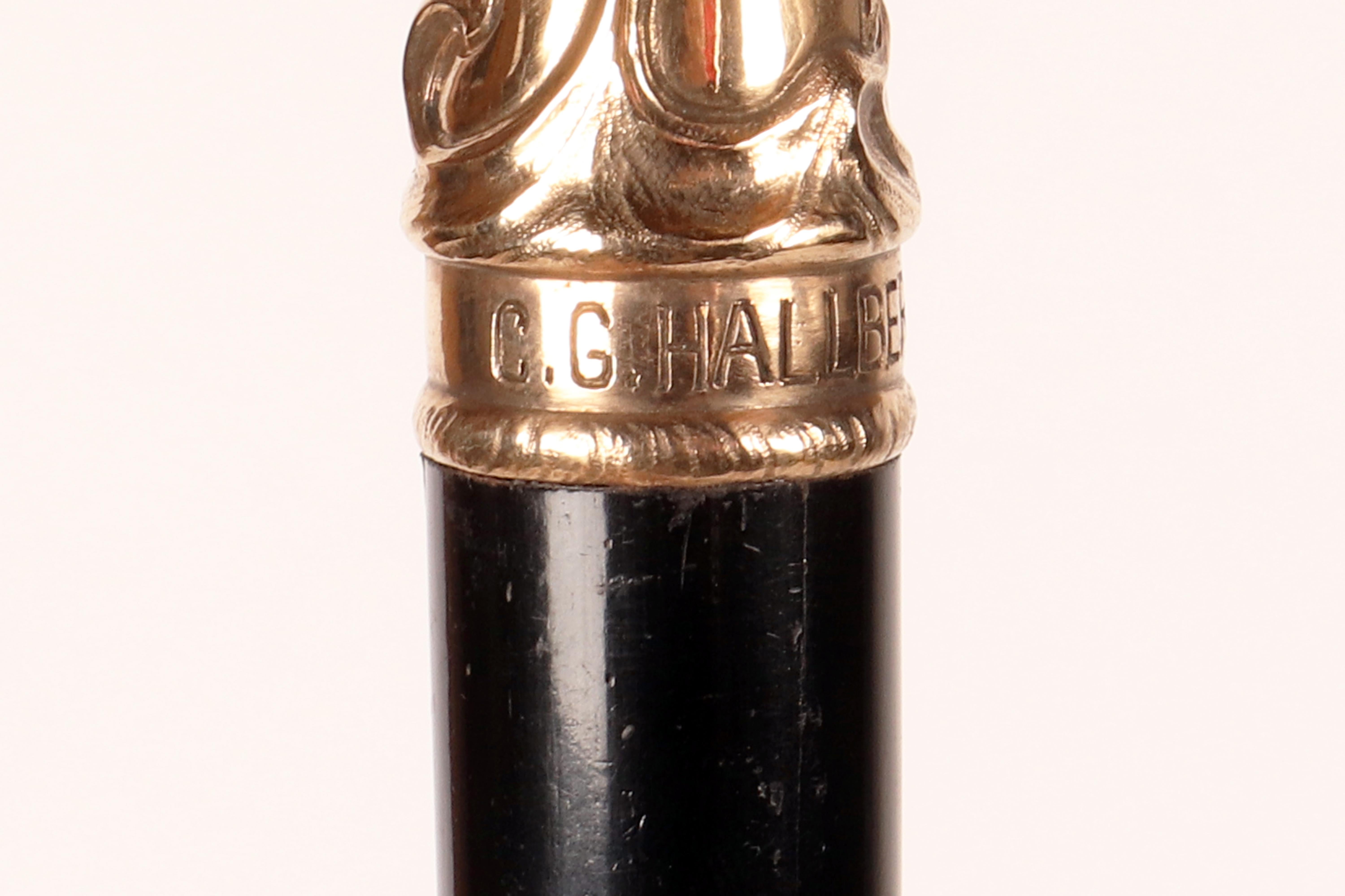 Art  Nouveau walking stick, agate knob, signed C.G.Hallberg, Sweden 1901. For Sale 5