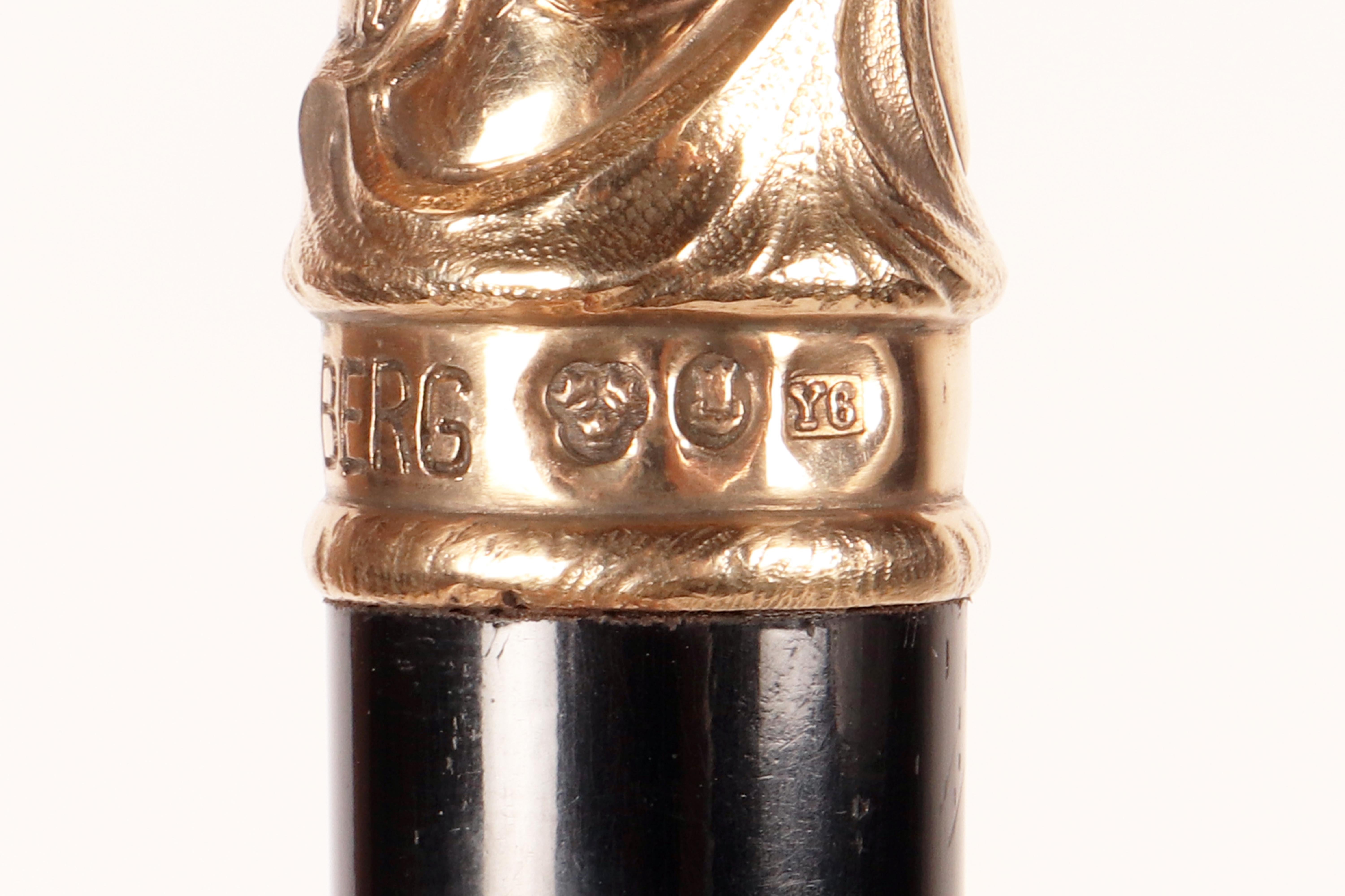 Art  Nouveau walking stick, agate knob, signed C.G.Hallberg, Sweden 1901. For Sale 7