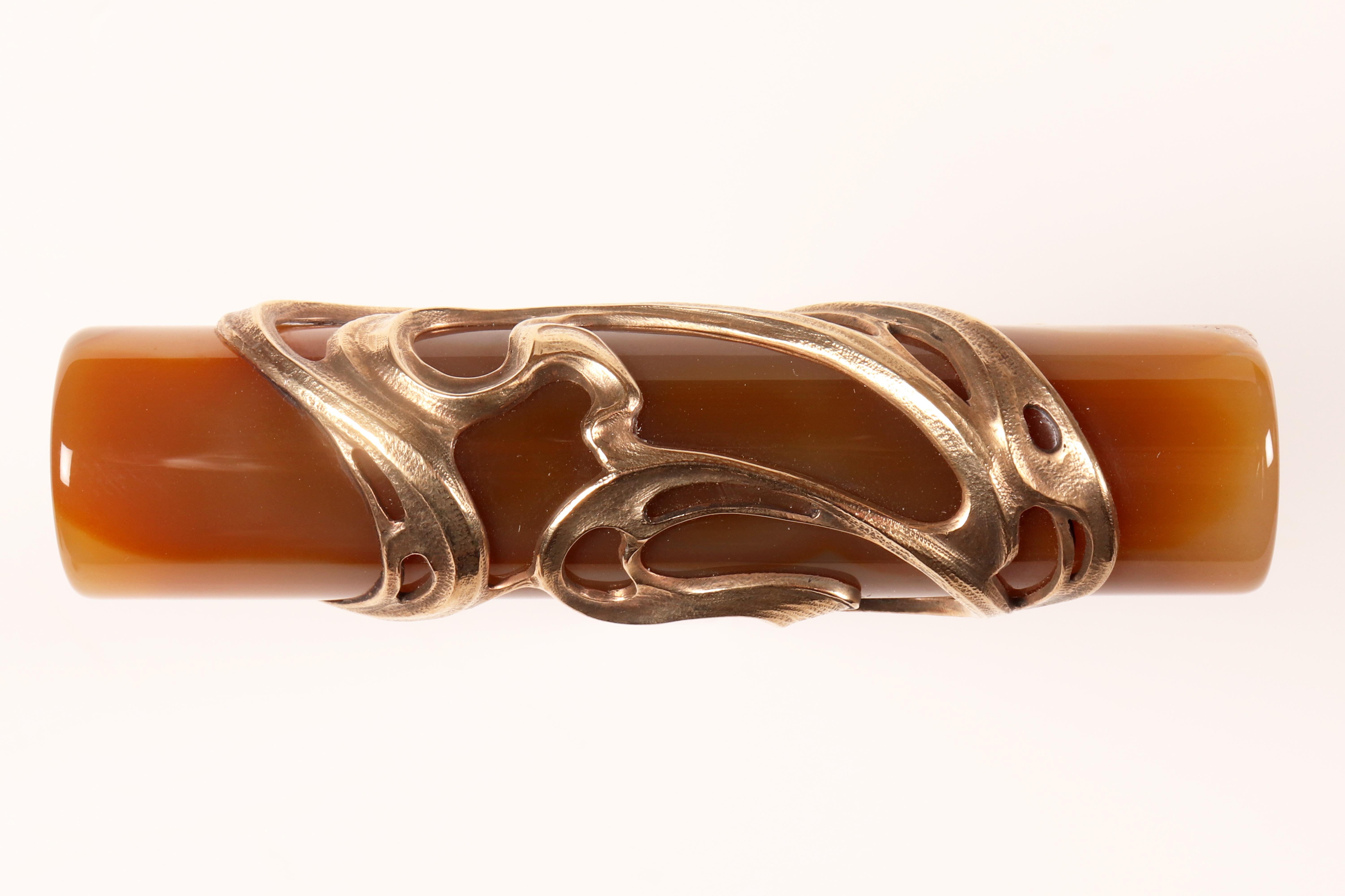 Art  Nouveau walking stick, agate knob, signed C.G.Hallberg, Sweden 1901. For Sale 8
