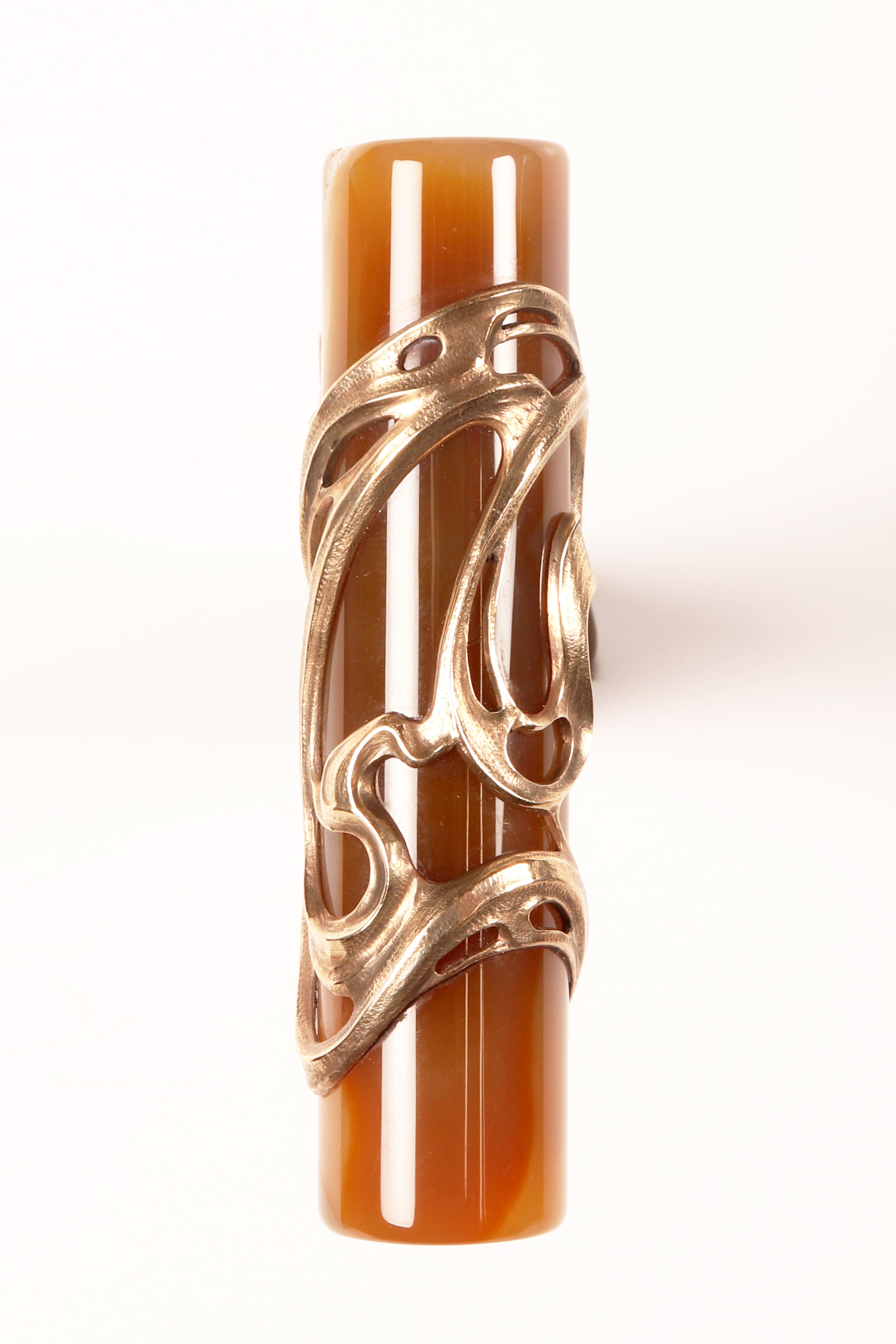 Art  Nouveau walking stick, agate knob, signed C.G.Hallberg, Sweden 1901. For Sale 9