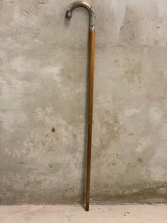 Art Nouveau Walking Stick, Cane Solid Silver Head, Early 1900's