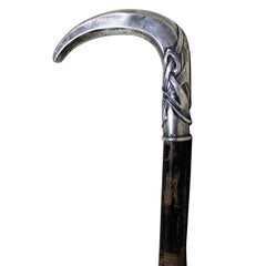 Antique Art Nouveau Walking Stick Cane with Sterling Silver Handle