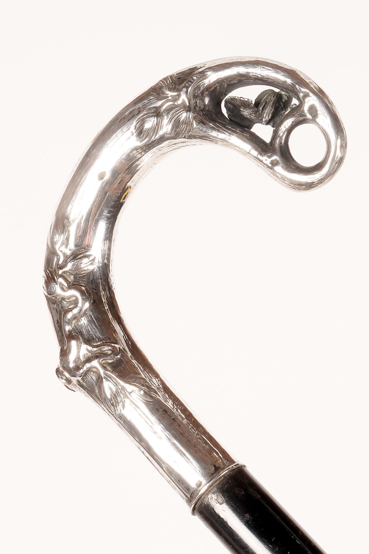 Bastón Art Nouveau que representa la danza de un urogallo. Austria 1900. en venta 4
