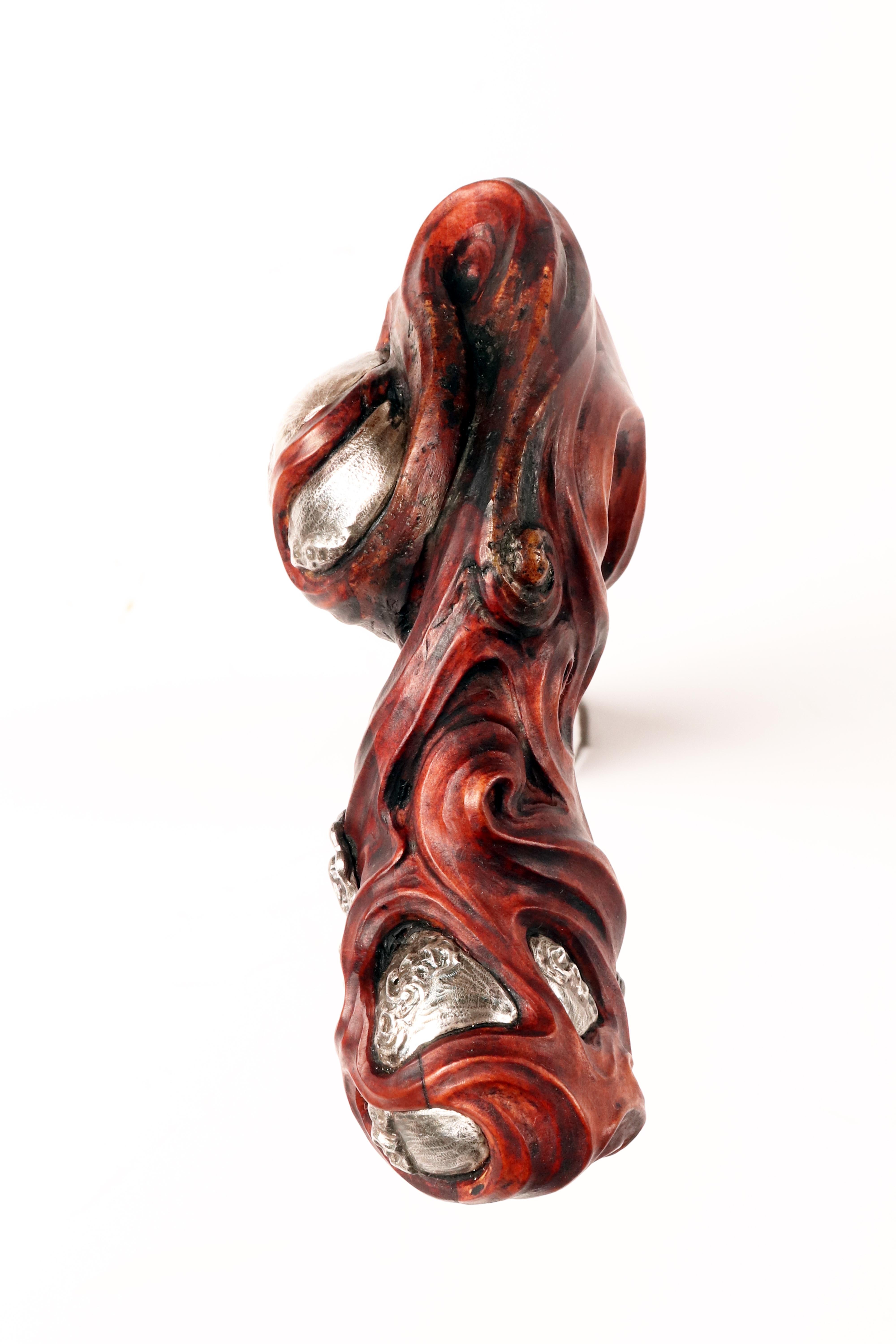Canne Art nouveau en buis, par Vincenzo Capello, Italie 1910. en vente 8