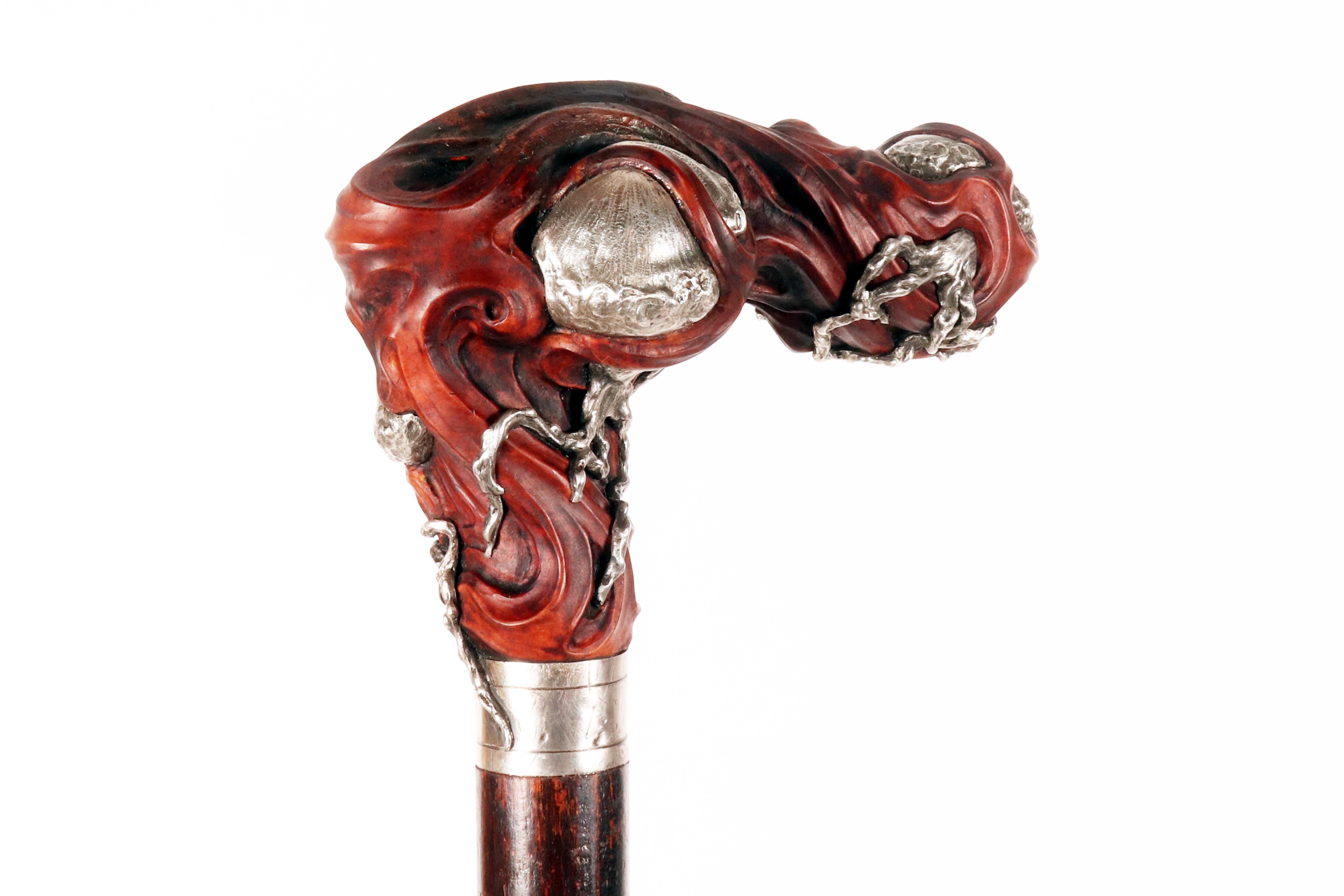 Canne Art nouveau en buis, par Vincenzo Capello, Italie 1910. en vente 10