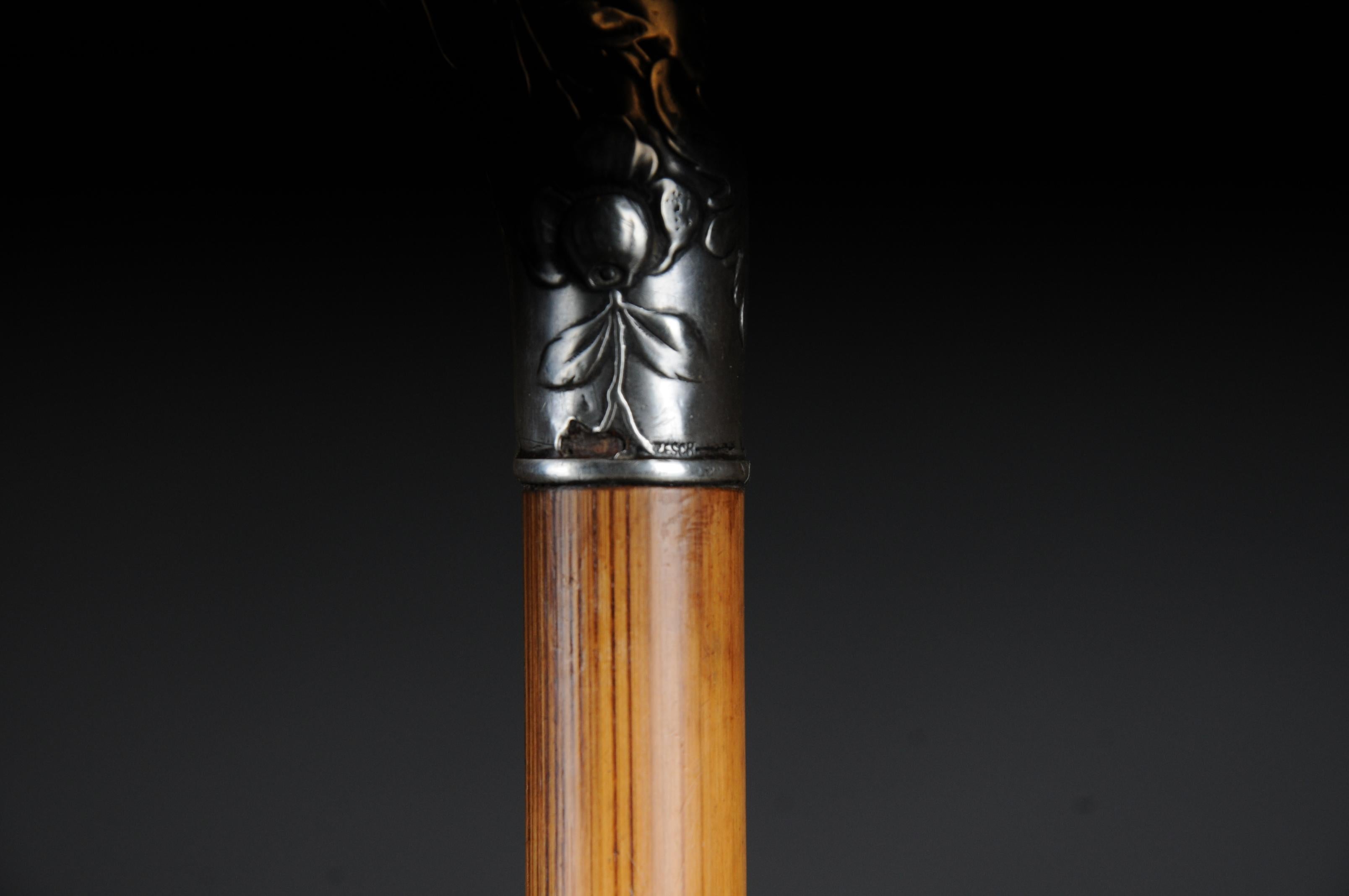 Art Nouveau Walking Stick Silver Handle around 1910 5