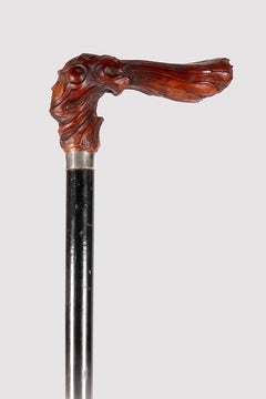 Canne Art nouveau, déesse Cérès, par Vincenzo Gemito, Italie 1900.