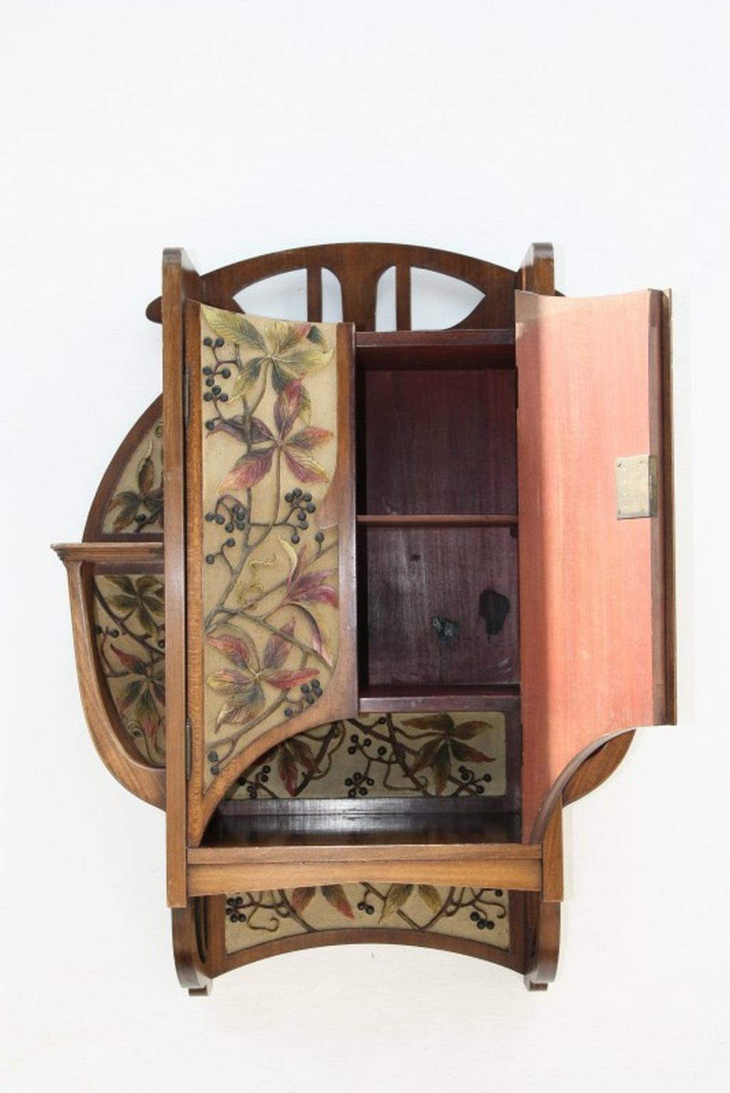 Early 20th Century Art Nouveau Wall Cabinet For Sale
