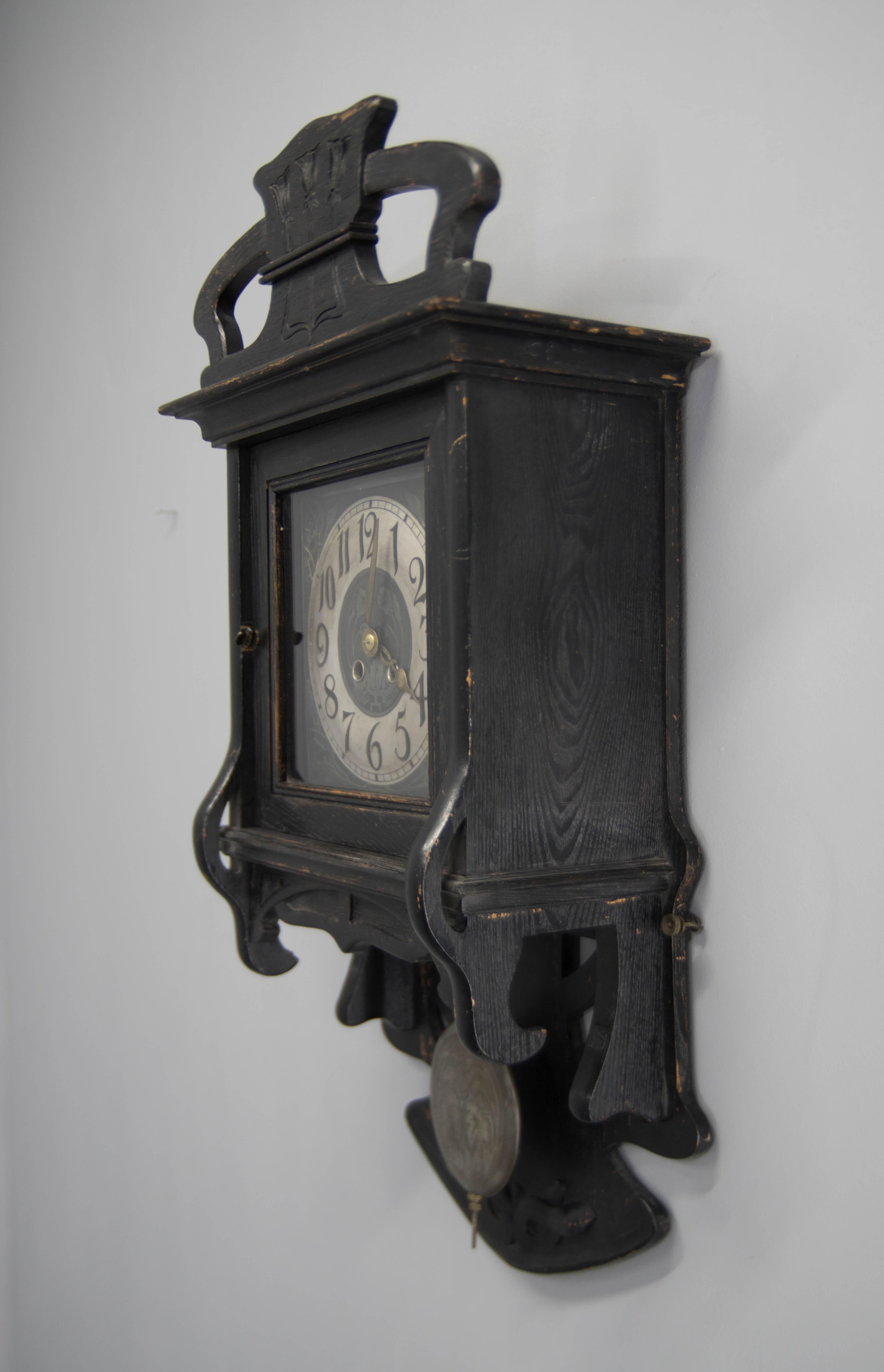 Horloge murale Art nouveau, années 1900 Bon état - En vente à Praha, CZ