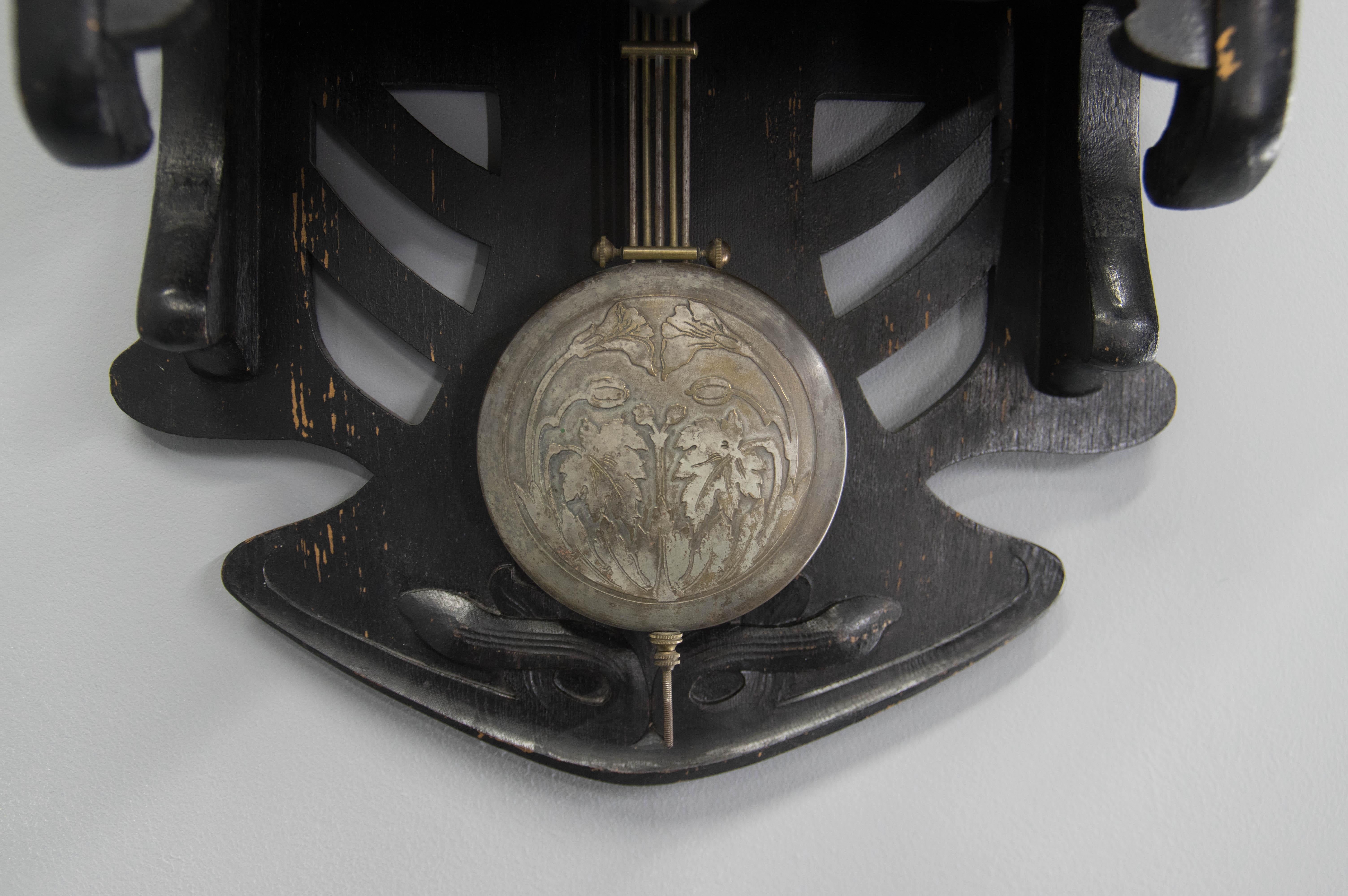 Laiton Horloge murale Art nouveau, années 1900 en vente