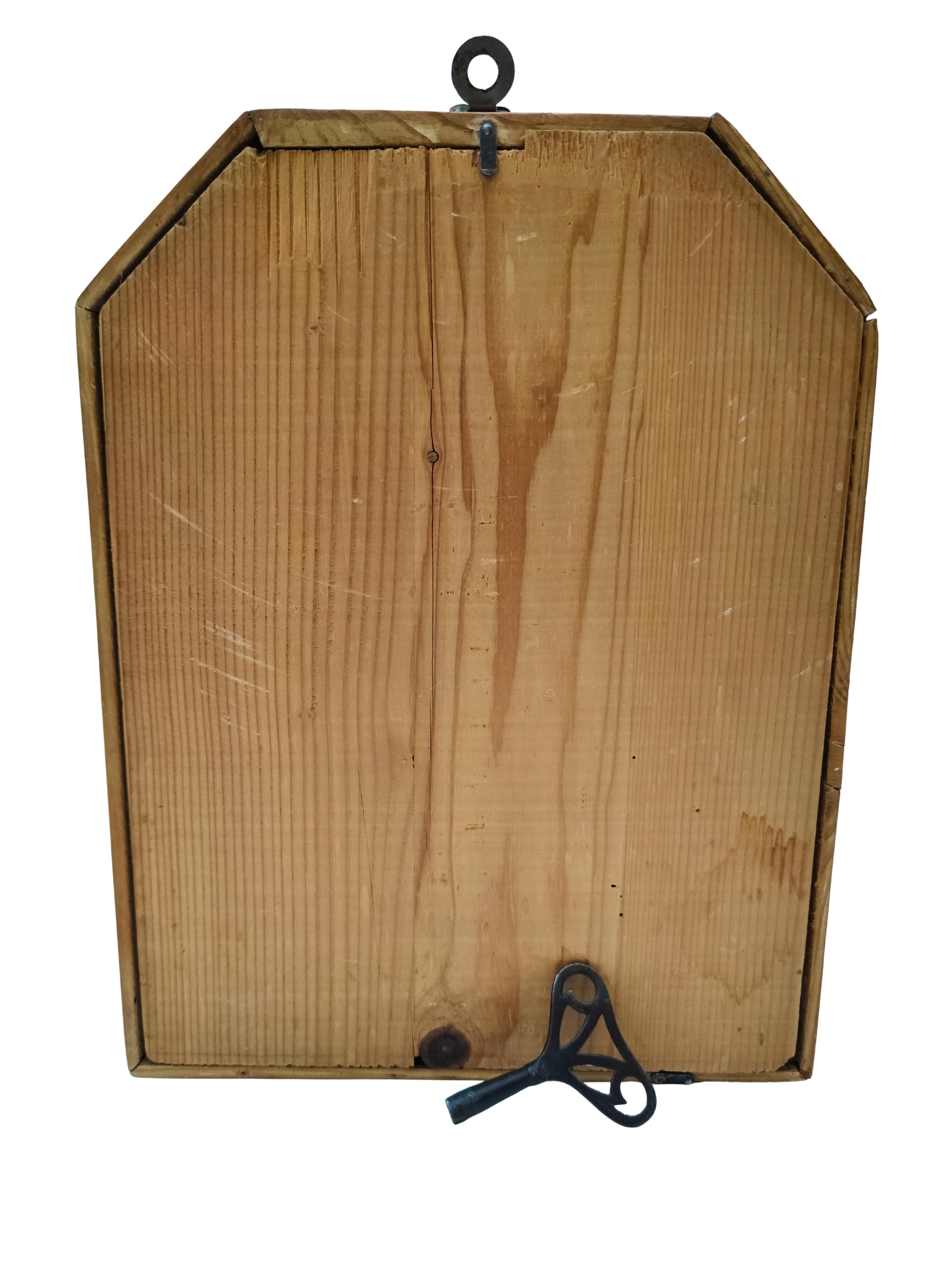 20th Century Art Nouveau Wall Clock with Ceramic Dial, Softwood Case, circa 1900 For Sale