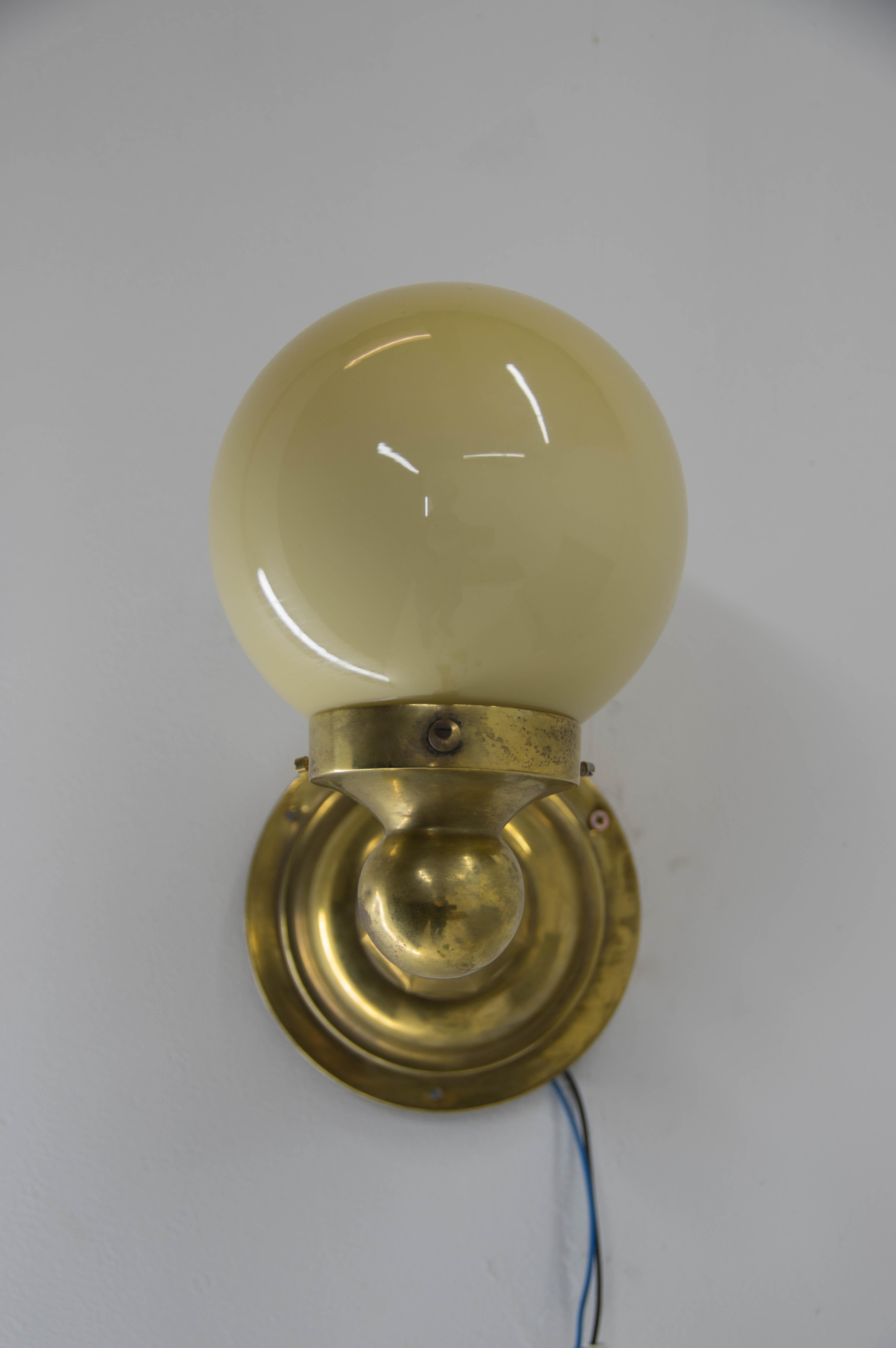 Brass Art Nouveau Wall Lamp, 1920s