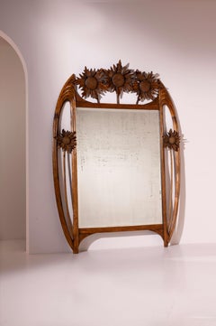 Jugendstil-Wandspiegel aus Buche, von Carlo Zen, Italien, 1920er Jahre