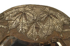 Art Nouveau Floral Embossed Metal Wall Mirror