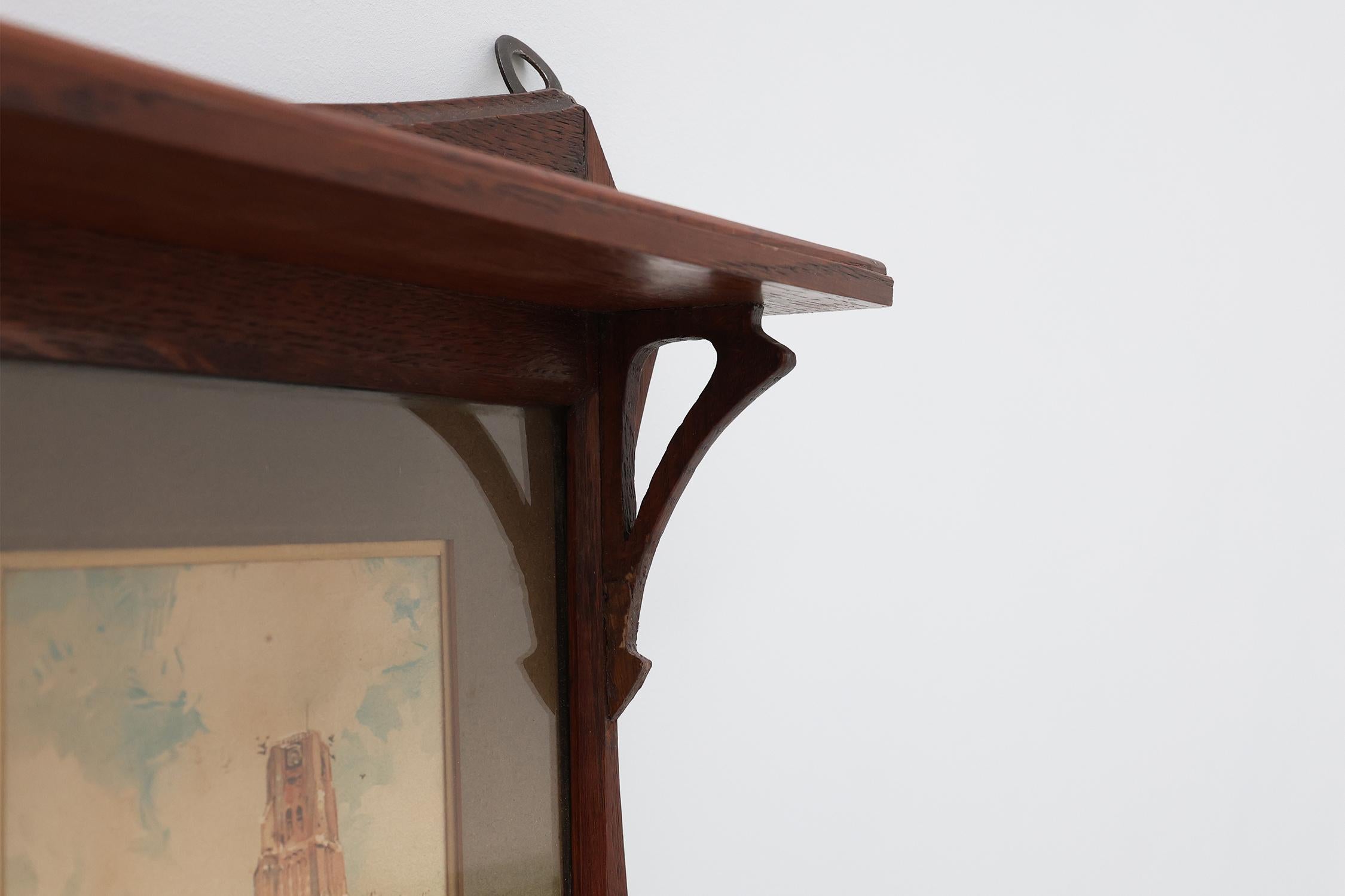 Porte-manteau mural Art nouveau avec aquarelles encadrées par Cassier, Belgique en vente 1