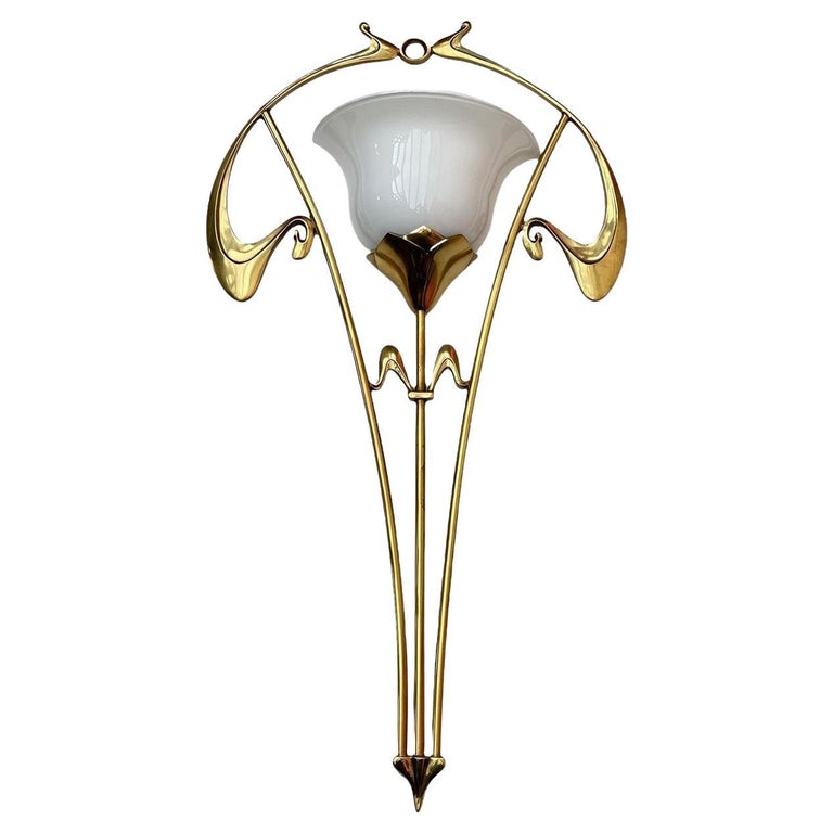 Art Nouveau Italian Brass Wall Sconce, 1970s at 1stDibs | art nouveau wall  sconce, art nouveau sconce