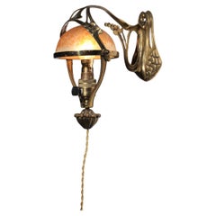 Aplique Art Nouveau de cristal grabado al ácido de los años 20