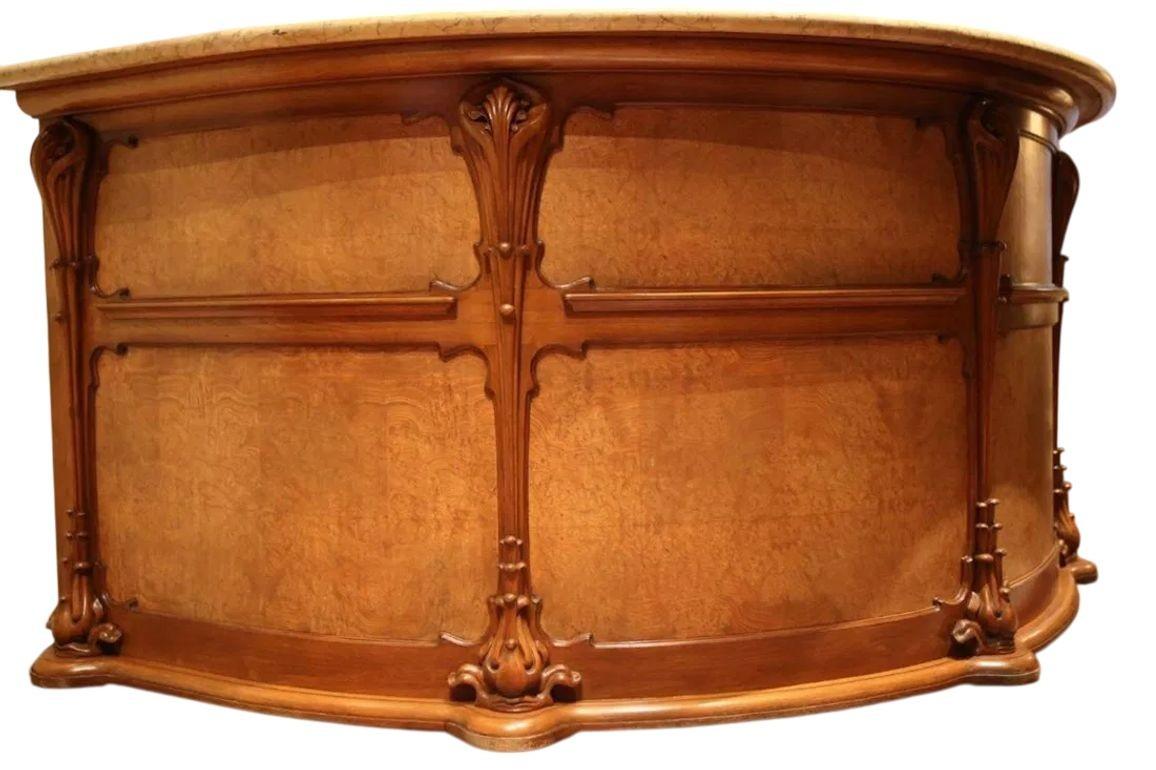 Art Nouveau Walnut & Burl Reception Desk with Stone Top, U.S.A. 1920's. In Good Condition For Sale In Los Angeles, CA