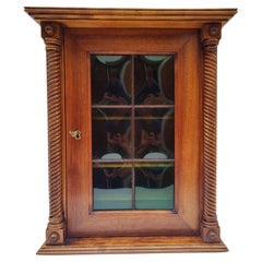 Art Nouveau Walnut Hanging Wall Cabinet