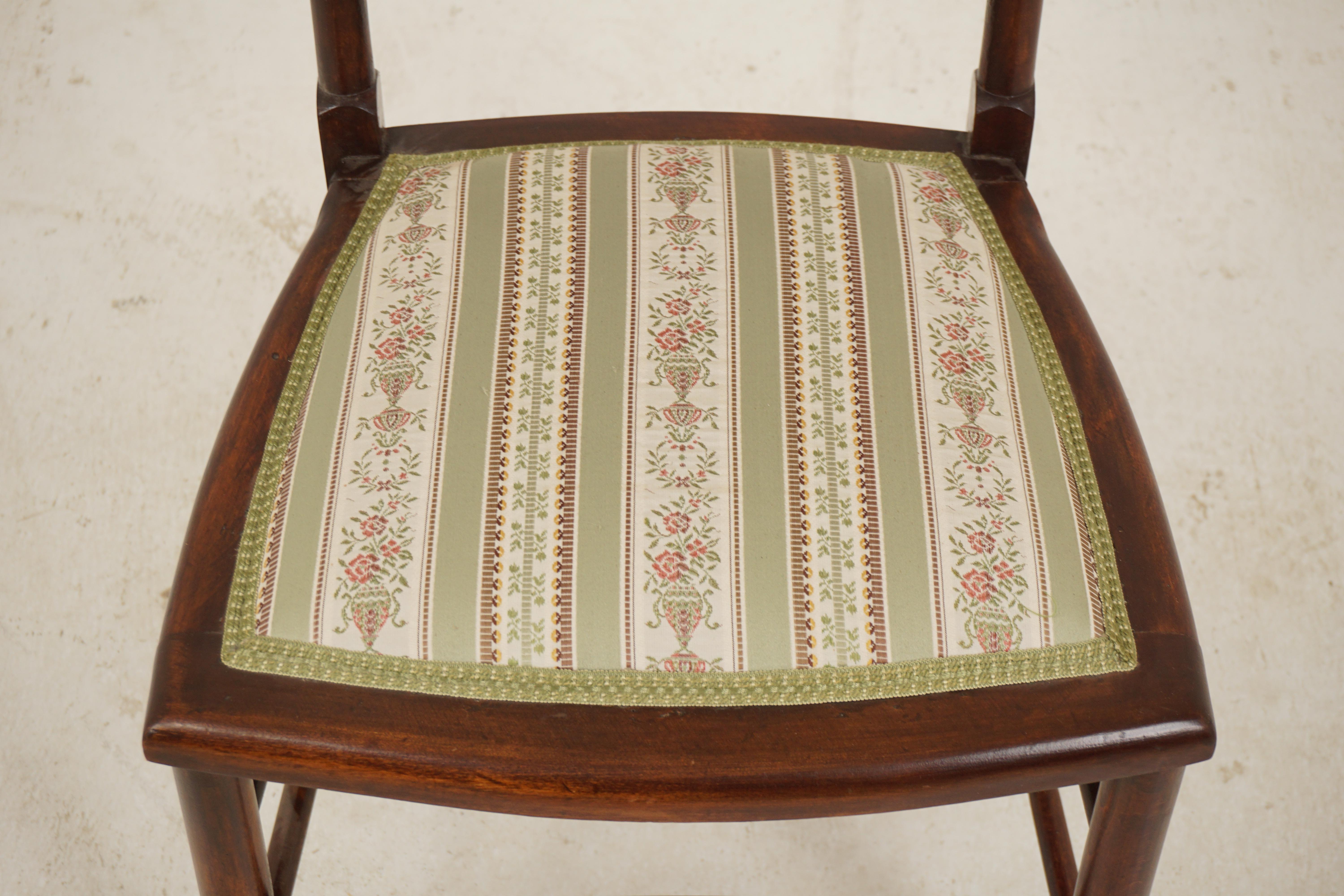 American Art Nouveau Walnut Inlaid Bedroom Chair, Scotland 1910, H903 For Sale