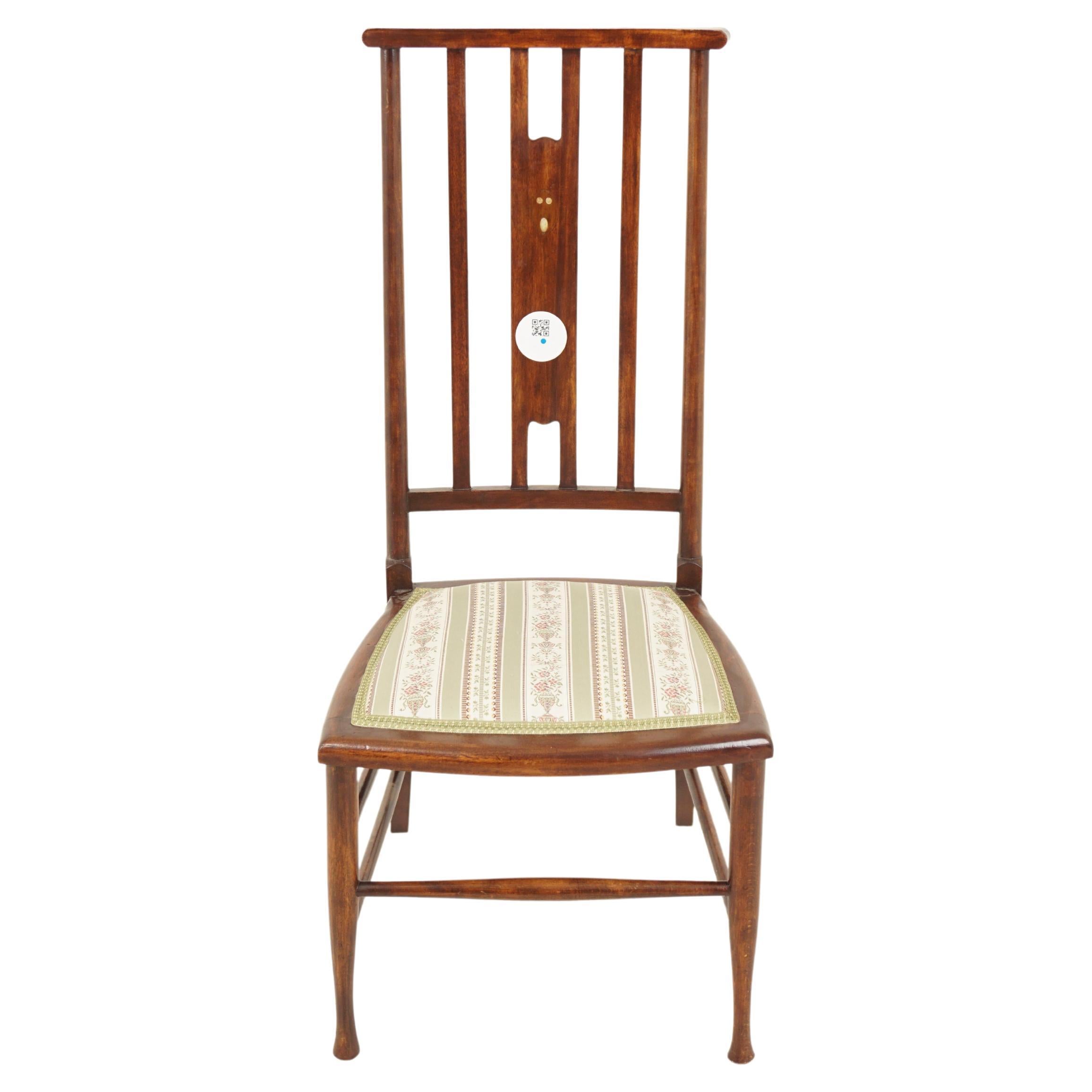 Art Nouveau Walnut Inlaid Bedroom Chair, Scotland 1910, H903 For Sale