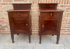 Art Nouveau Walnut Nightstands, 1900s, Set of 2