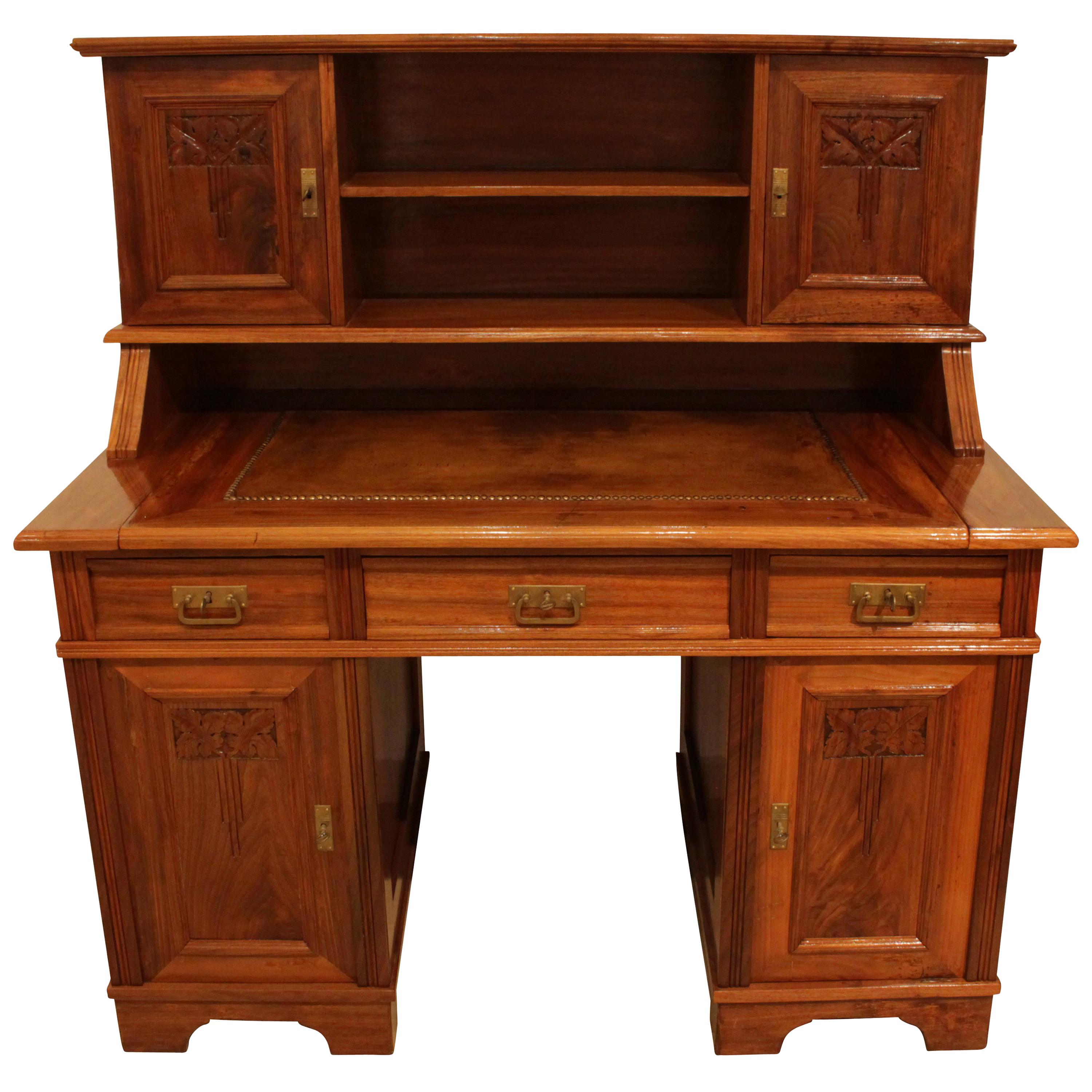 Art Nouveau Walnut Top Desk
