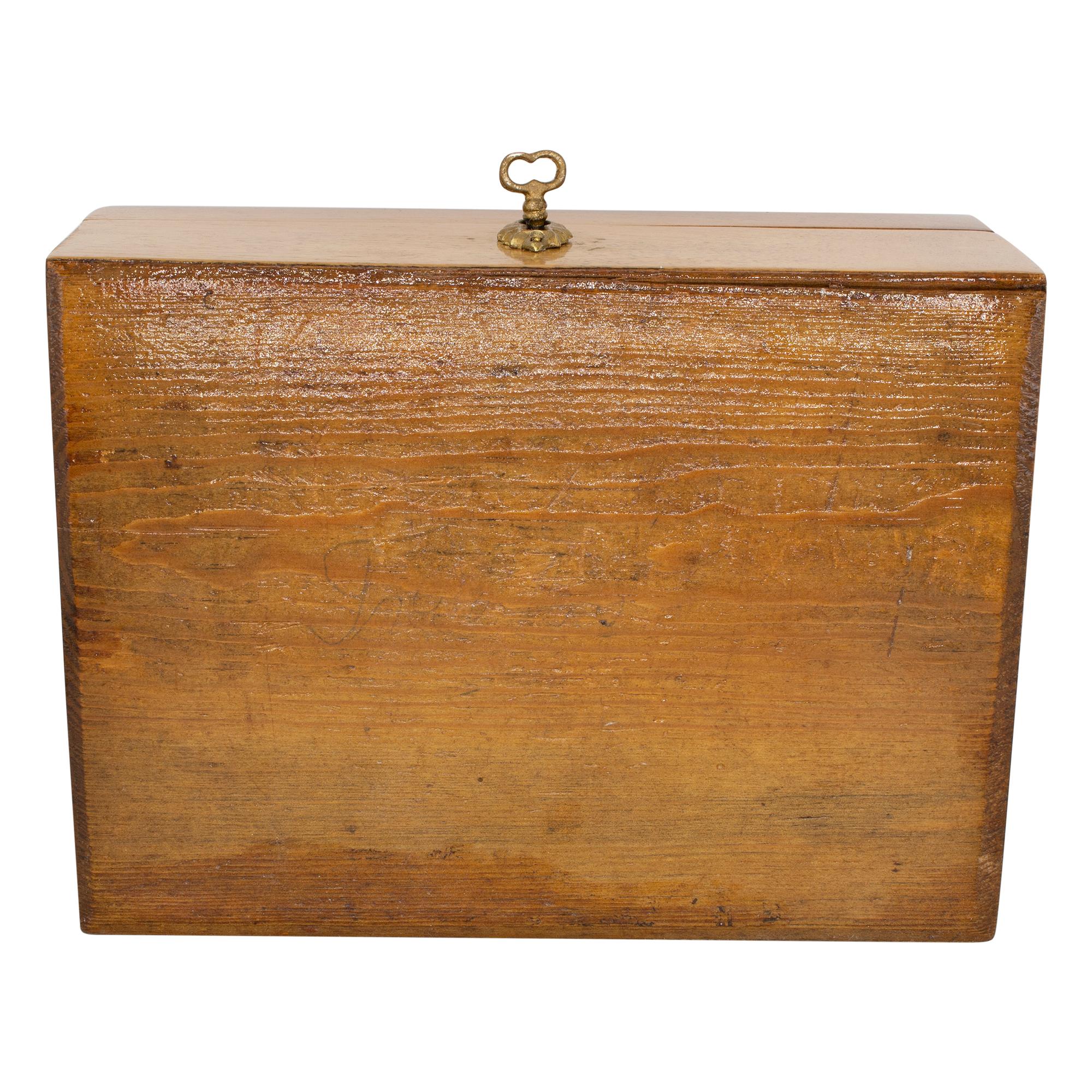 Polished Art Nouveau Walnut Wood Casket For Sale