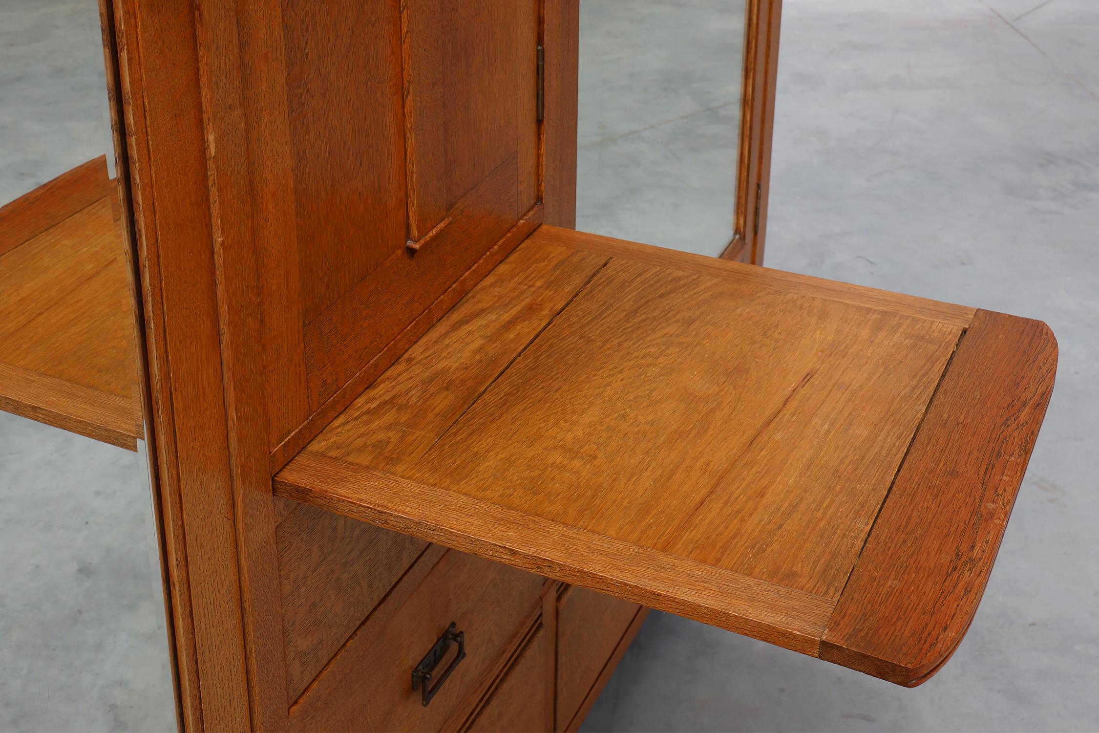 Art Nouveau wardrobe attr. to De Coene with artwork by Geo Verbanck, Belgium For Sale 9
