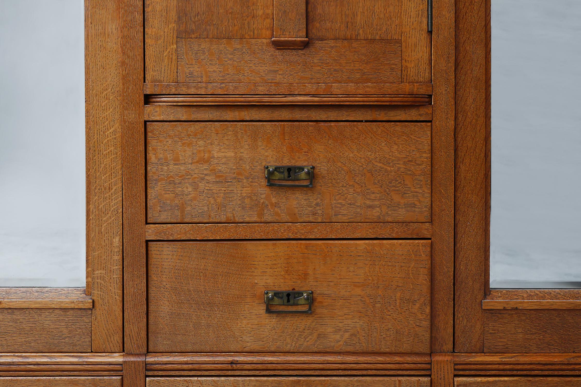 Art Nouveau wardrobe attr. to De Coene with artwork by Geo Verbanck, Belgium For Sale 11