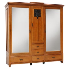Art Nouveau wardrobe attr. to De Coene with artwork by Geo Verbanck, Belgium