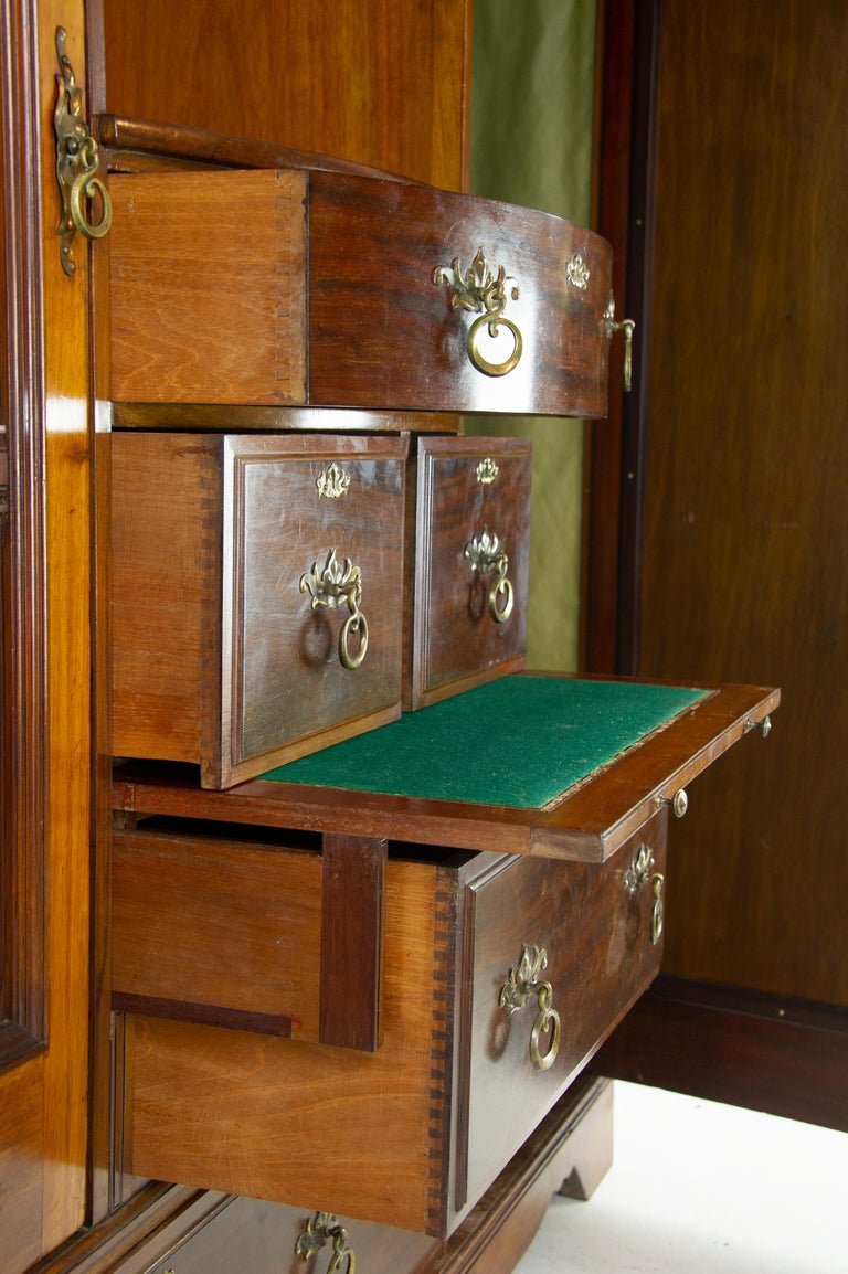 Art Nouveau Wardrobe, Vintage Armoire, Stained Glass, Scotland, 1895, B1240 For Sale at 1stDibs