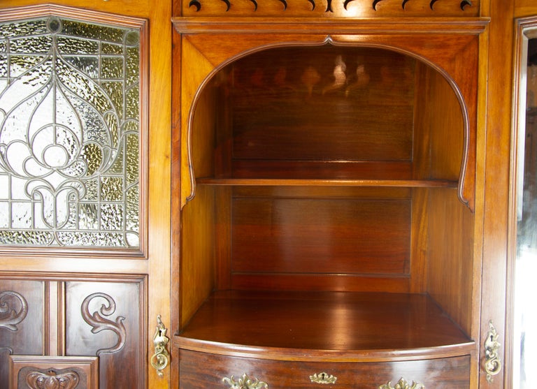 Art Nouveau Wardrobe, Vintage Armoire, Stained Glass, Scotland, 1895, B1240 For Sale at 1stDibs