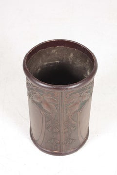 Art Nouveau Waste Bin in Patinated Leather, 1910s