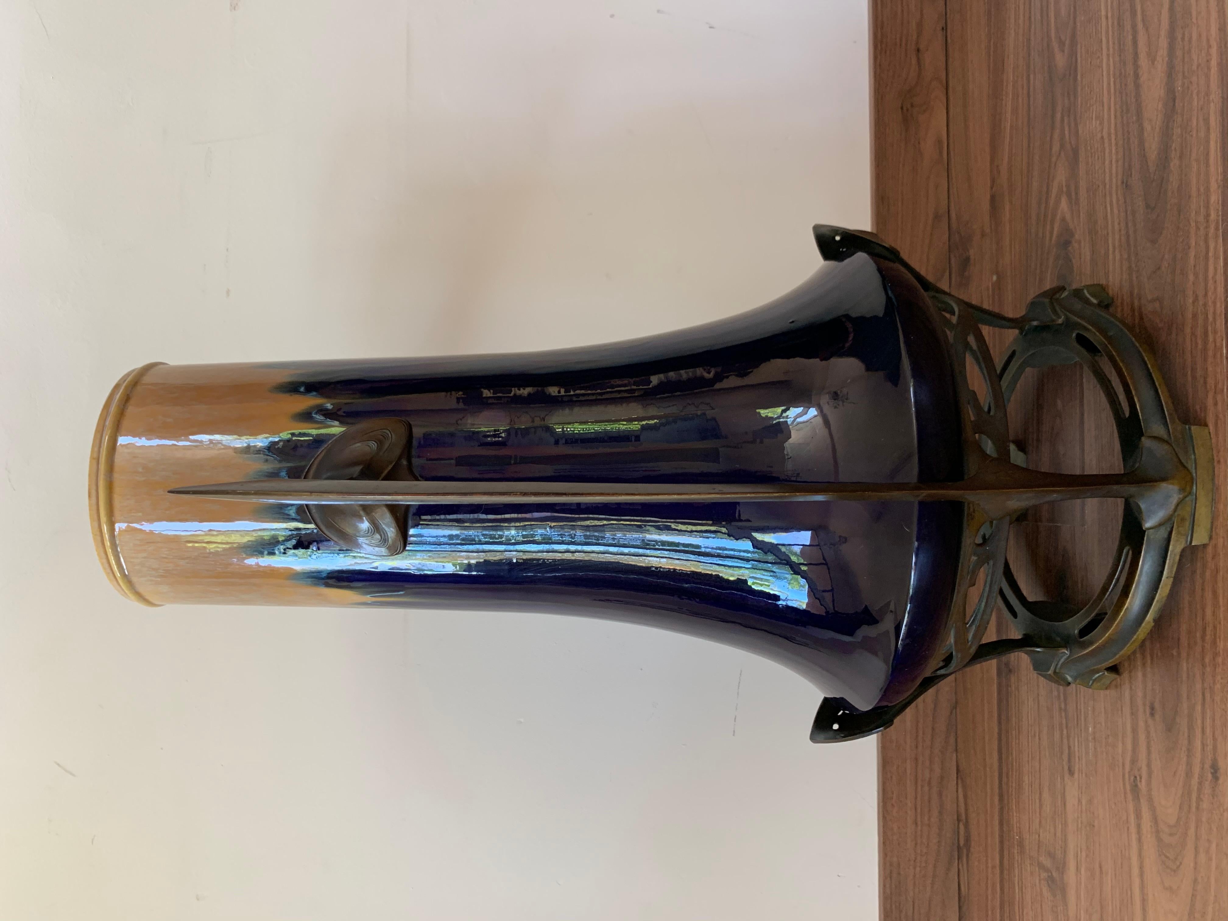 Art Nouveau Water Lily Vase Jugendstil Bronze in the Manner of Otto Eckman For Sale 11