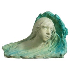 Art Nouveau Water Spirit Stoneware Sculpture by Edmond Lachenal
