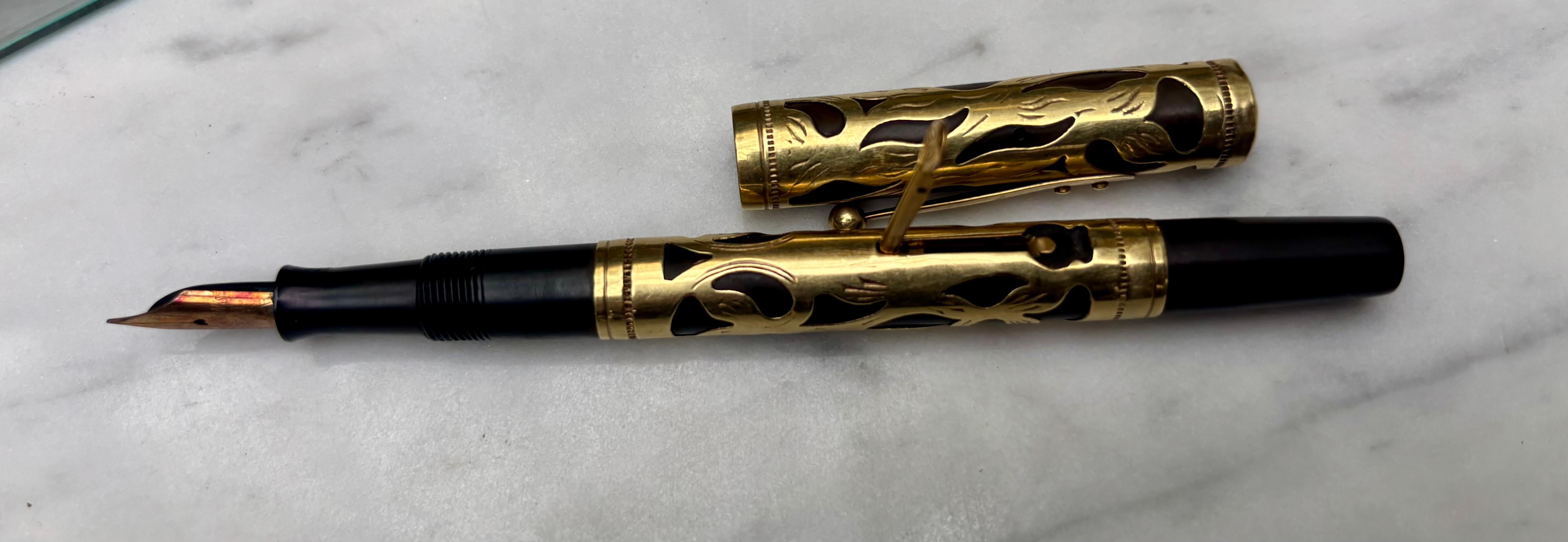 Penna stilografica Art Nouveau Waterman 'Ideal' in oro 14 carati, 1910 circa in vendita 3