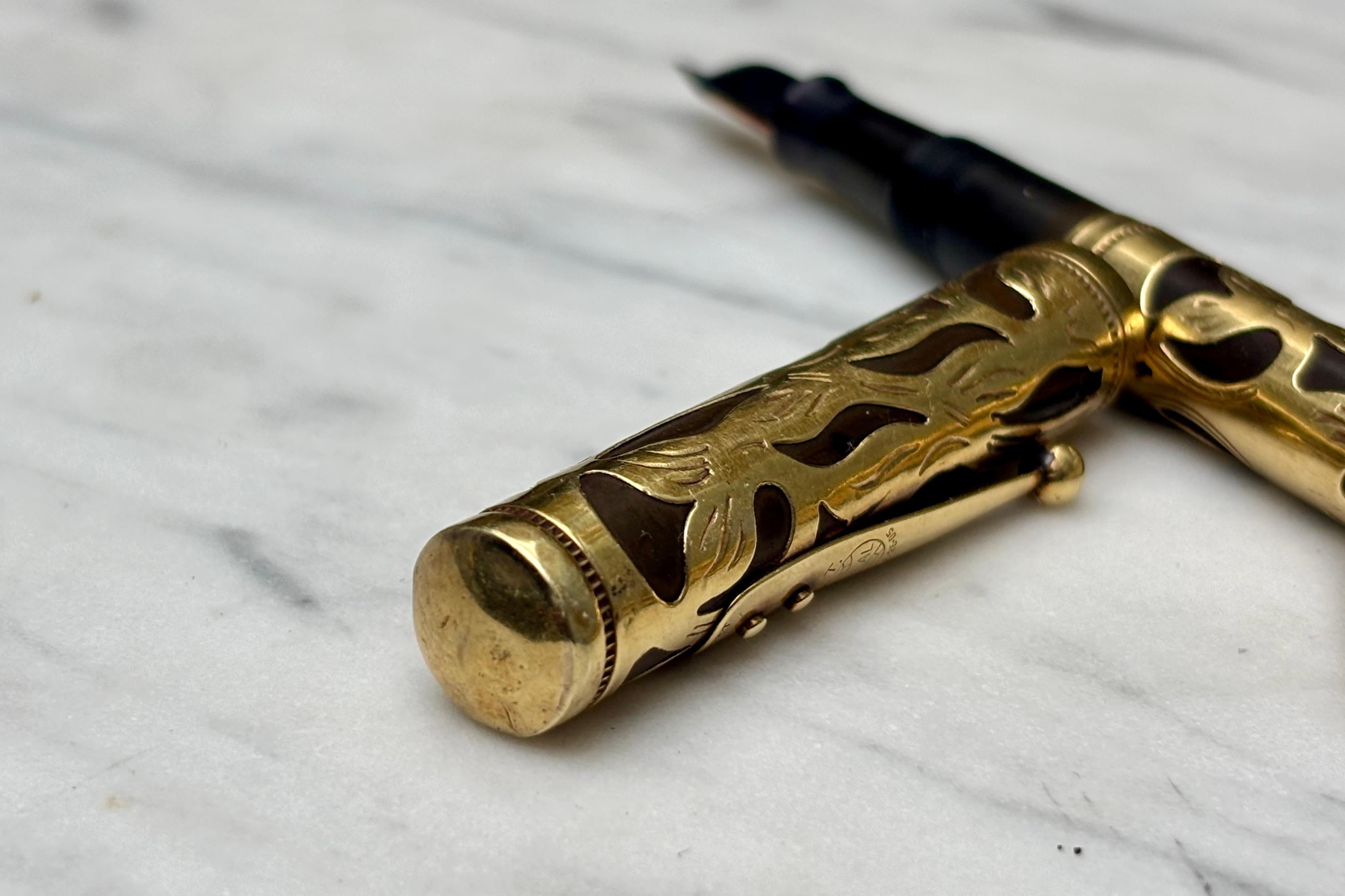 Americano Penna stilografica Art Nouveau Waterman 'Ideal' in oro 14 carati, 1910 circa in vendita