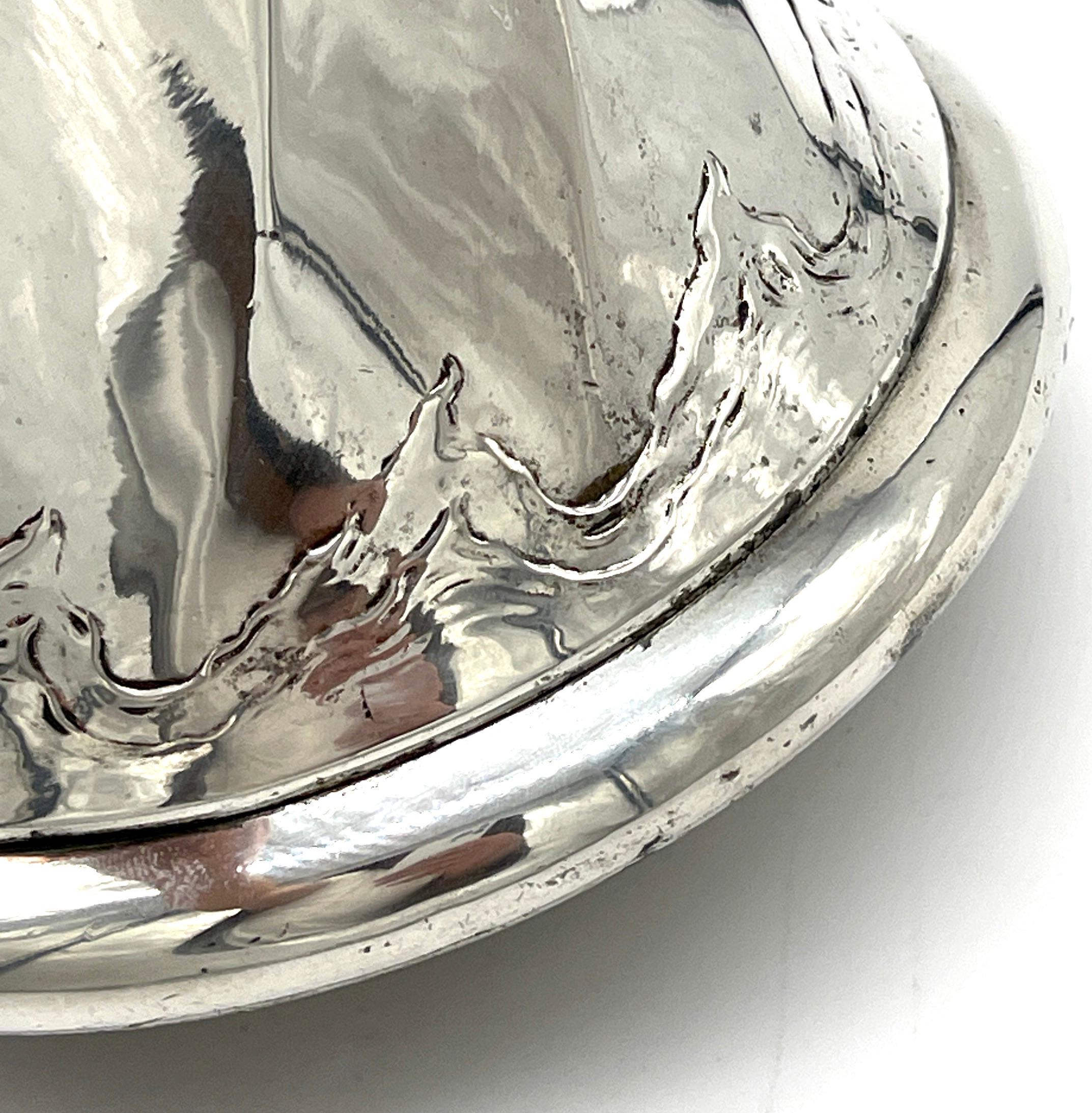 Art Nouveau 'Wave' Motif Silver on Copper Flagon by Kayserzinn For Sale 2