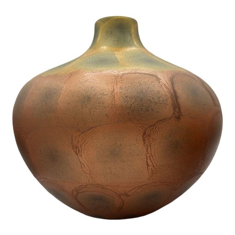 Vaso in stile Art Nouveau Weller in ambra iridescente e oro cotto al raku, coppia in vendita 6