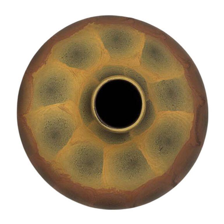 Vaso in stile Art Nouveau Weller in ambra iridescente e oro cotto al raku, coppia in vendita 2