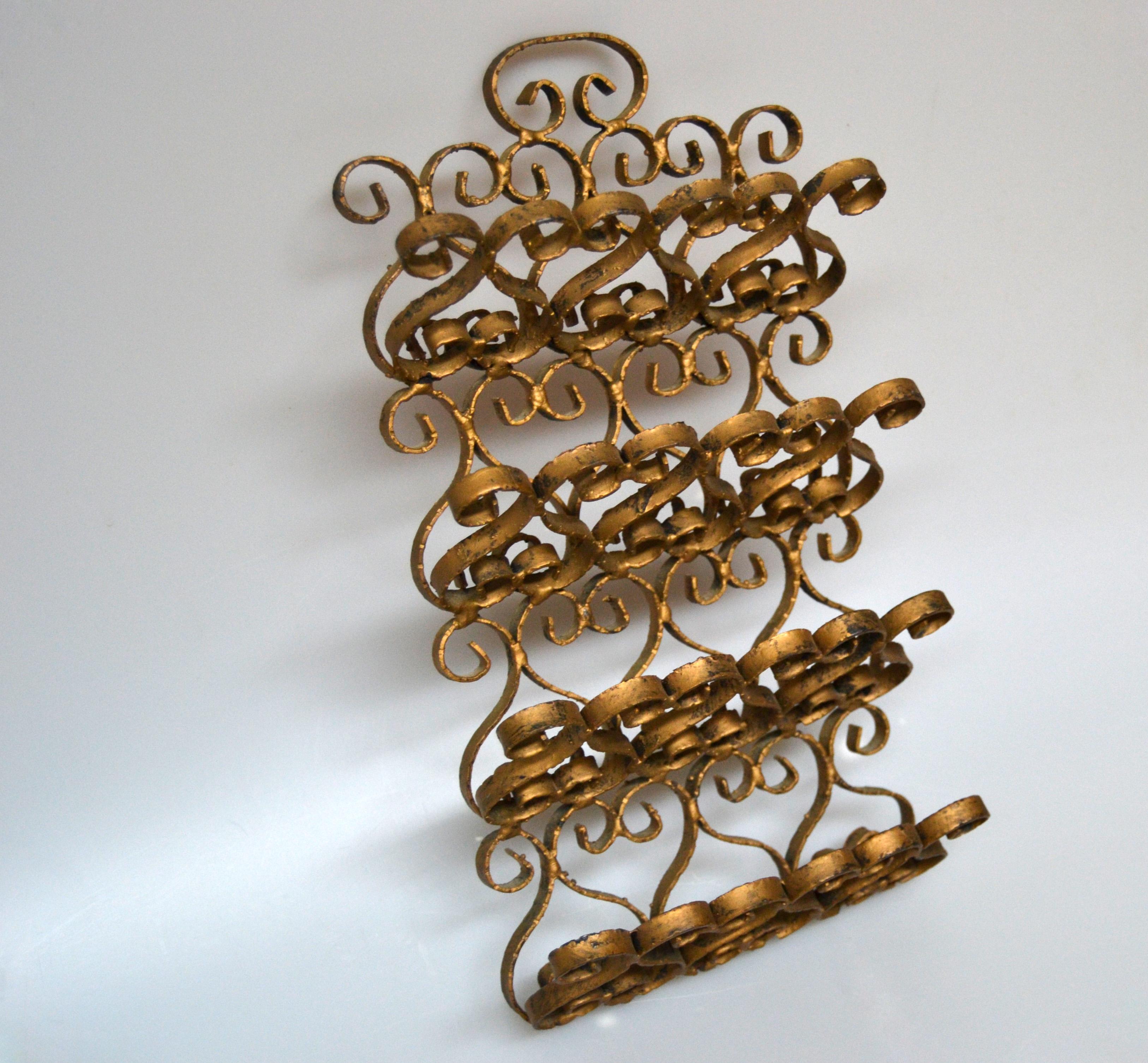 Gilt Art Nouveau Whimsical Handcrafted Golden Wrought Iron Letter, Recipe Organizer