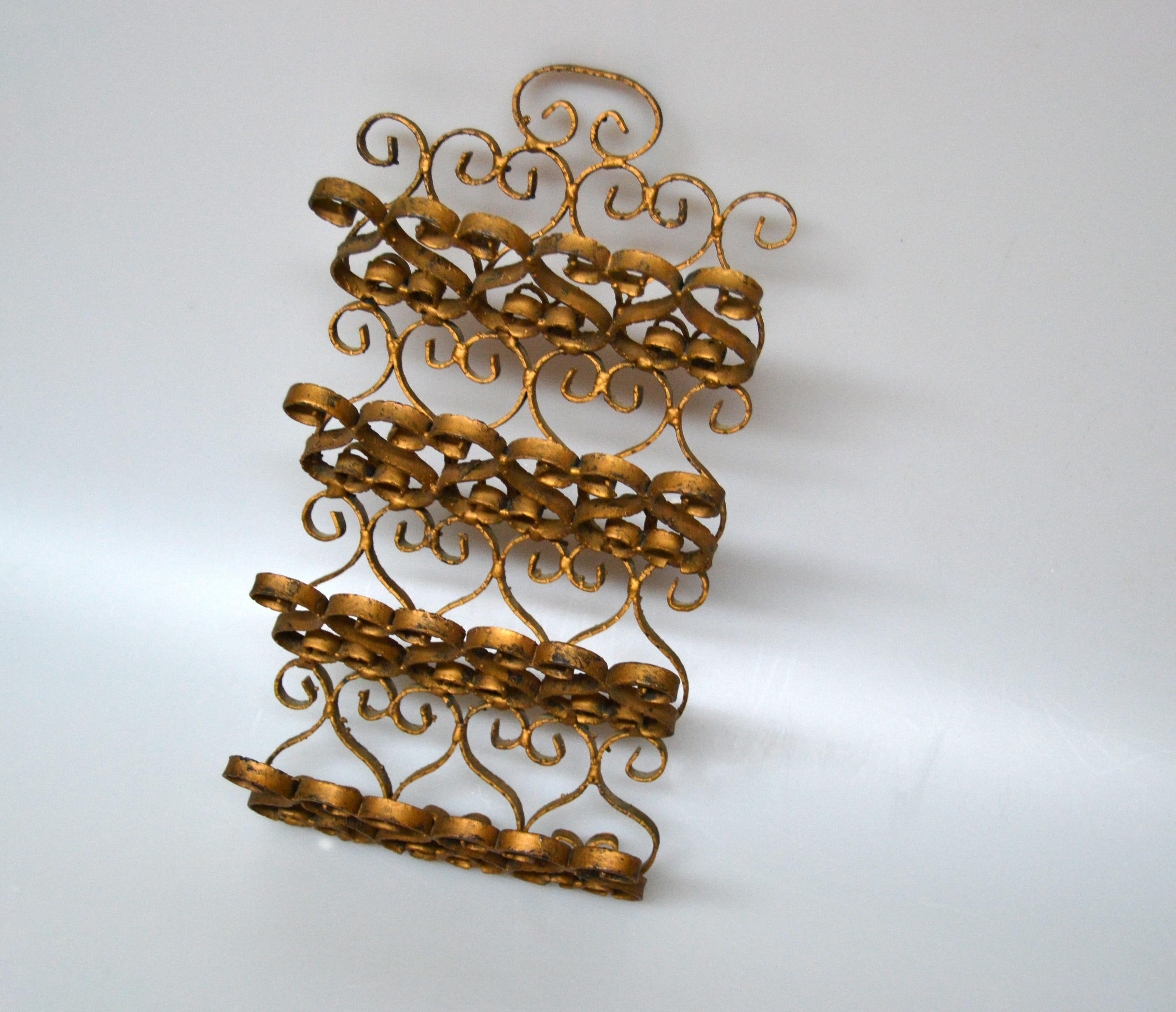 20th Century Art Nouveau Whimsical Handcrafted Golden Wrought Iron Letter, Recipe Organizer